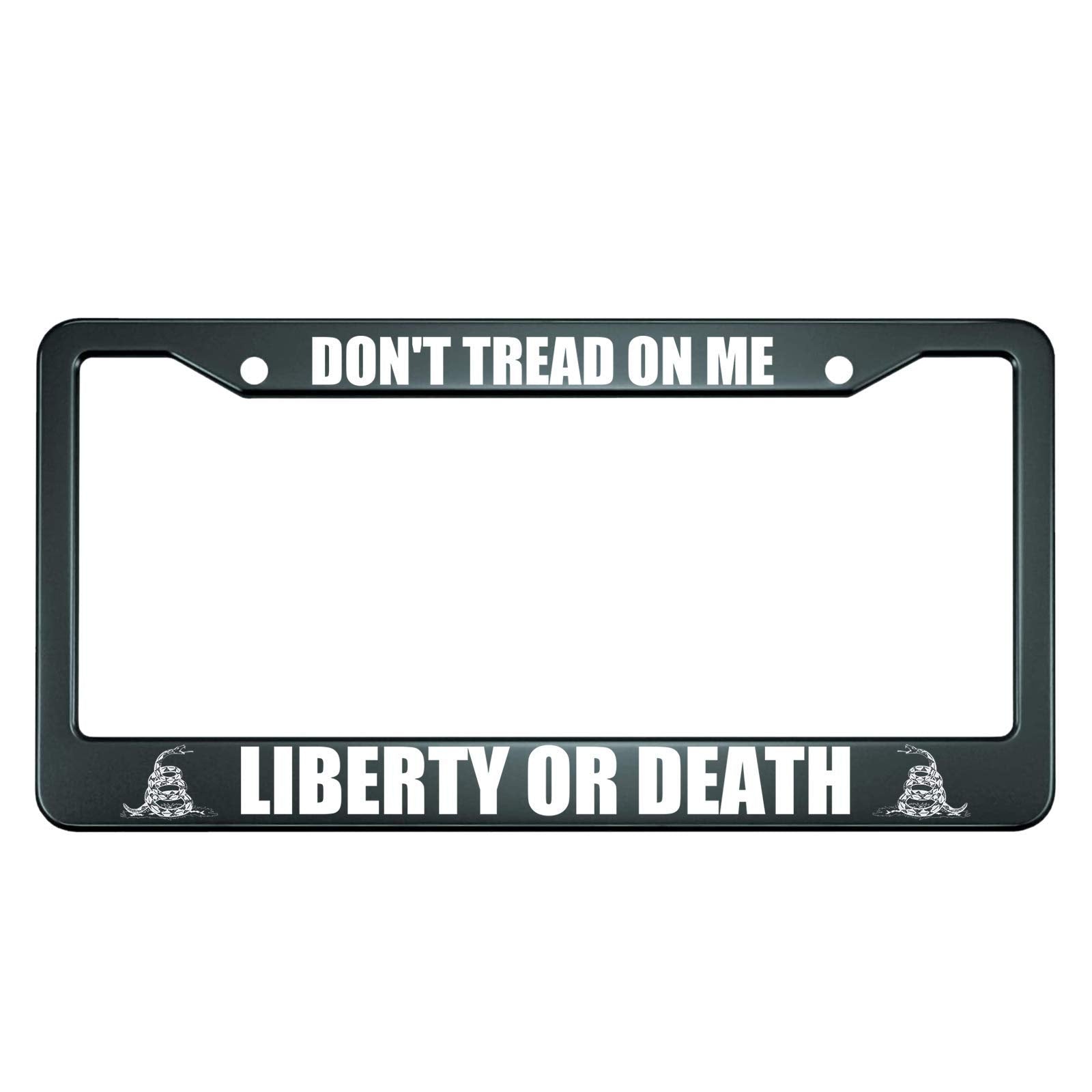 HOSNYE Don't Tread on Me Liberty Or Death License Plate Frame Metal License Plate Cover Front Plates Frames Car Tag Frame for Wo