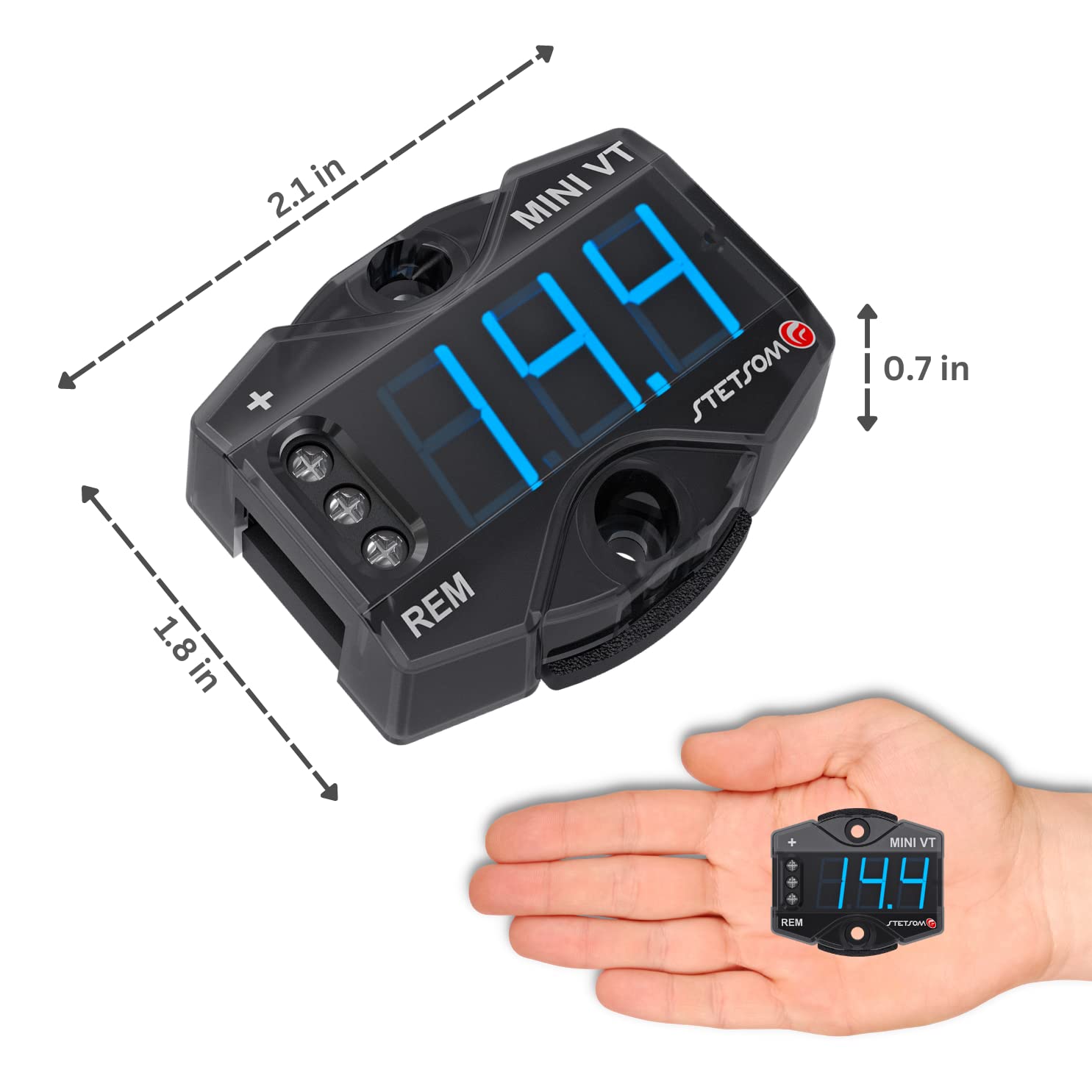 Stetsom MiniVT Digital Display Mini Voltmeter High Accuracy Blue LED 7V~30V Automotive Car Motorcycle Battery Voltage Panel Mete