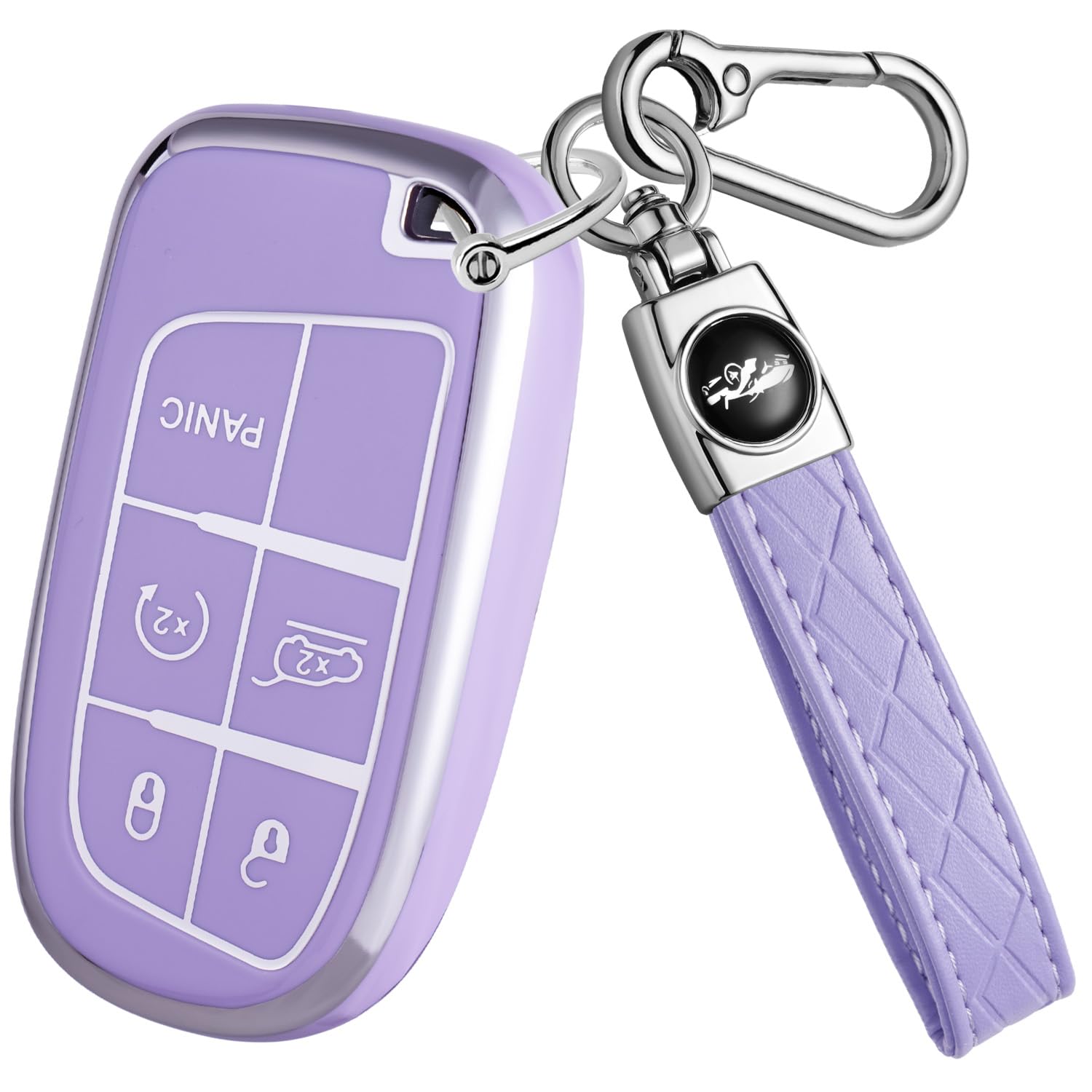 Cxopxoy Soft TPU for Jeep Key Fob Cover with Keychain, 5 Button Key Case Shell Full Protection for Grand Cherokee Renegade Chrys