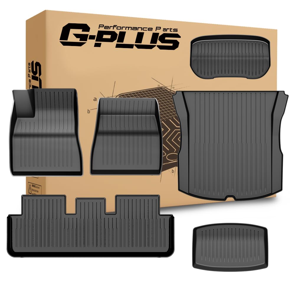 G-PLUS Floor Mats & Cargo Liner,Fit Tesla Model 3 Highland 2024 2025,TPE All Weather Custom Fit Cargo Liner Floor Mats and Cargo