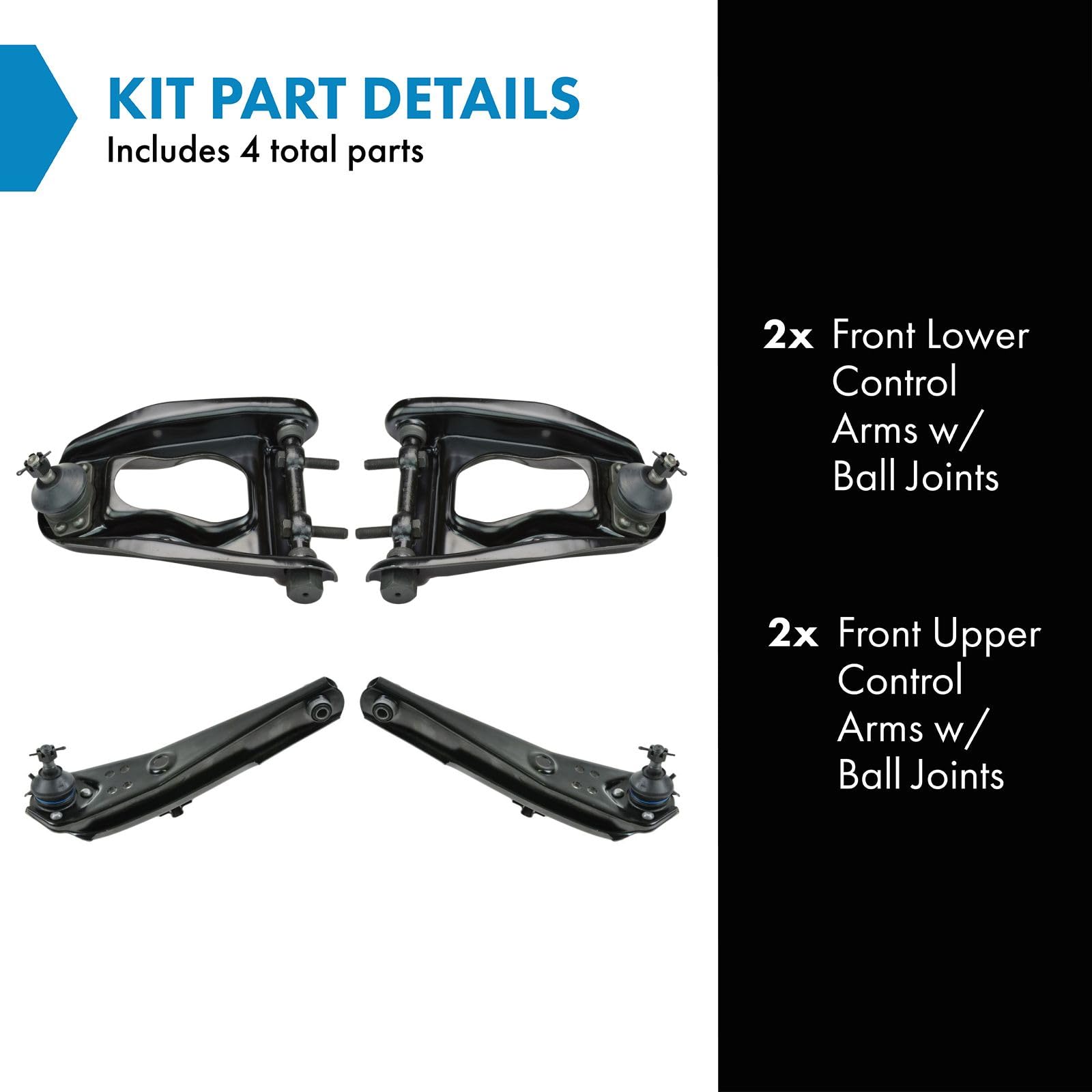 TRQ Front Control Arm with Ball Joint Set Compatible with 1964-1965 Ford Falcon 1965-1966 Mustang Ranchero 1964 Sprint Mercury C