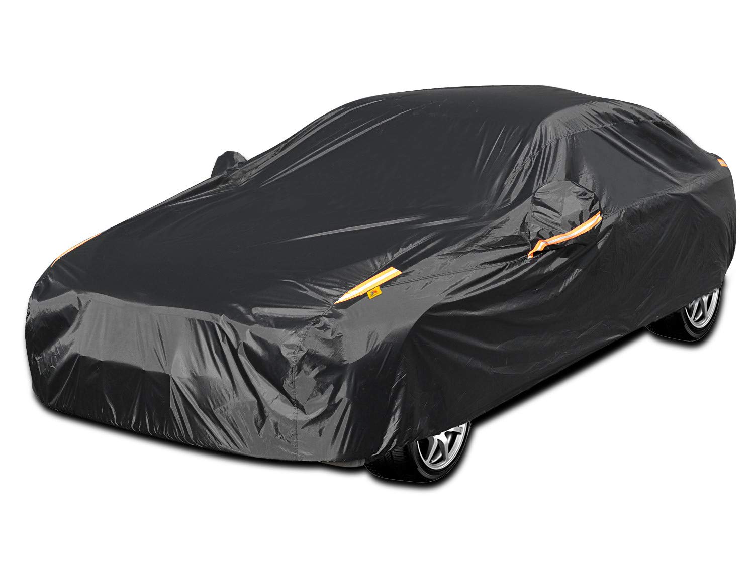Color Rain Time Uv Protection Car Cover Windproof Dustproof Scratch Resistant Outdoor Universal Full Car Covers For Sedan Xl (Black, 191 - 201)
