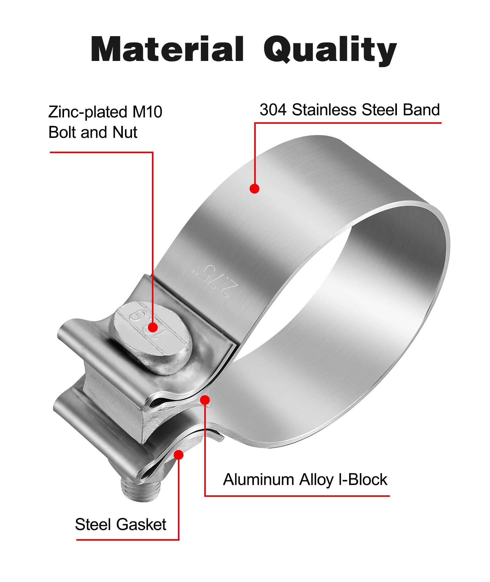 Evil Energy 3.0 Inch Exhaust Clamp,Narrow Band Muffler Clamp Stainless Steel For Pipes,Mufflers,Catalytic Converters 2Pcs