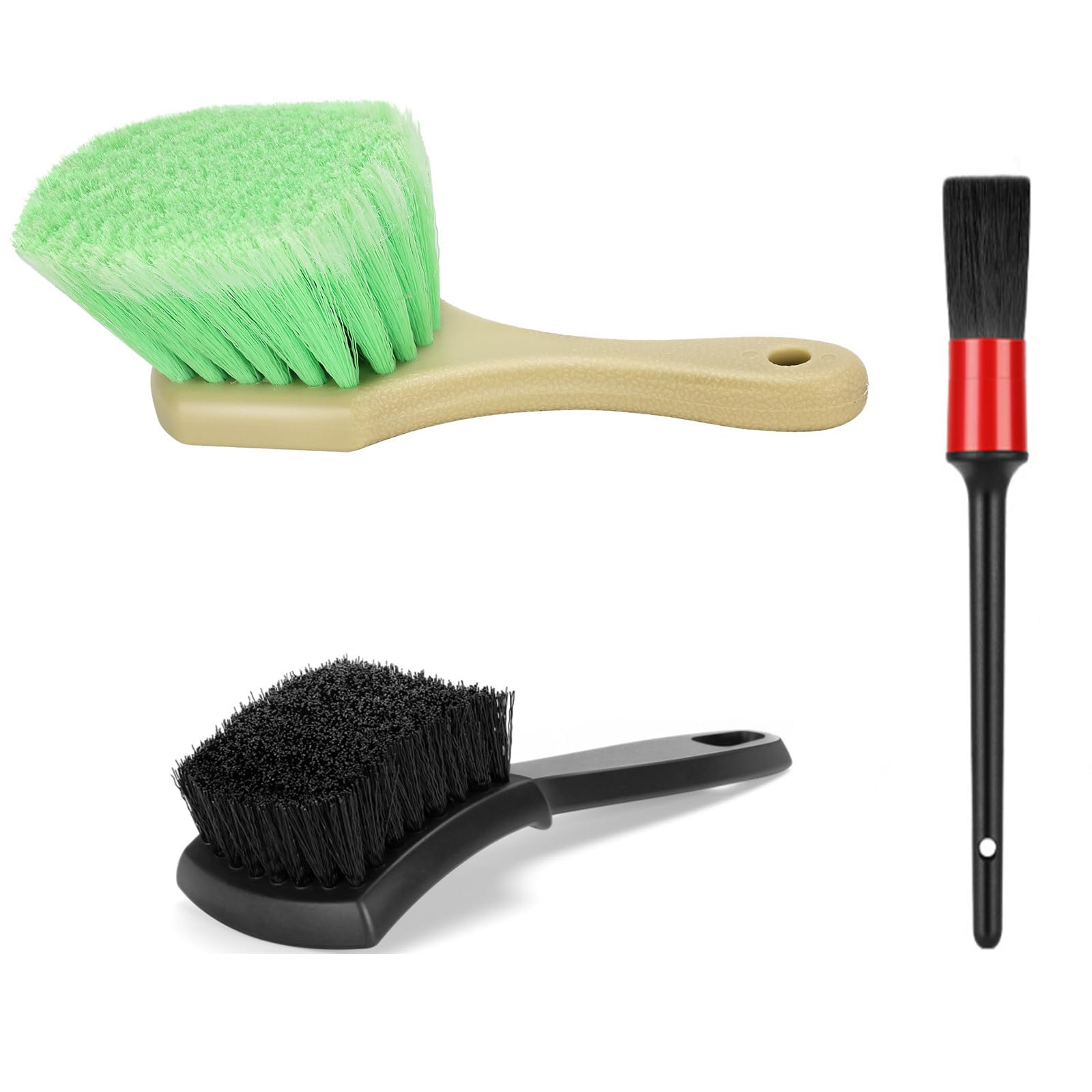 Fitosy Wheel Rim & Tire Brush Set, Soft & Stiff Bristle Wash Cleaning Supplies Kit for Car Body Exterior Surface, Carpet, Truck,