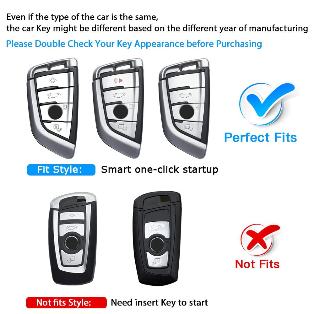 Qbuc For Bmw Key Fob Cover With Leather Keychain,For Bmw 2 5 6 7 Series X1 X2 X3 X5 X6 X7 Premium Soft Tpu Key Fob Holder