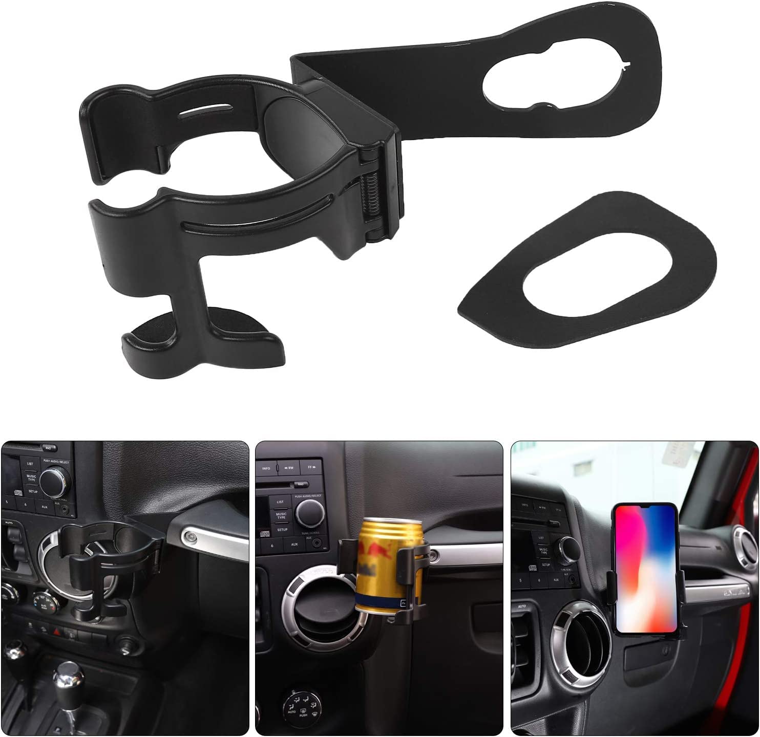 Savadicar Jk Multi-Function Drink Cup Phone Holder, 2 In 1 Bolt-On Stand Bracket Organizer, Cell Phone Mount Compatible With 201