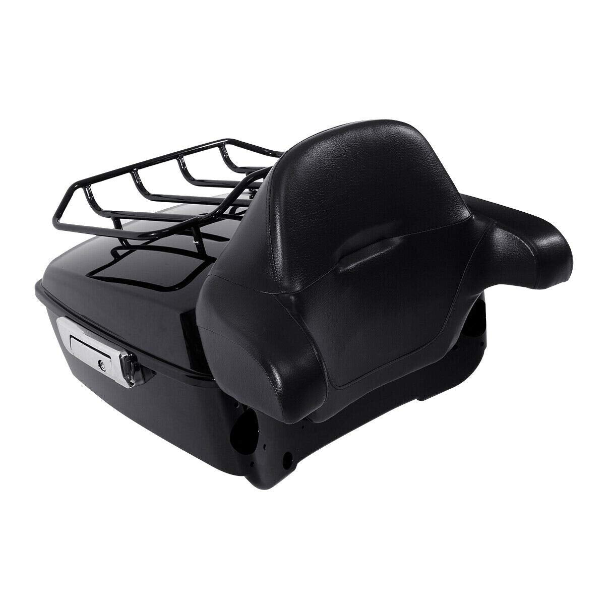 SLMOTO King Tour Pack Trunk w/Premium Tour Pack Luggage Rack Trunk Wrap Backrest Fit for Harley CVO Road King Road Glide Street