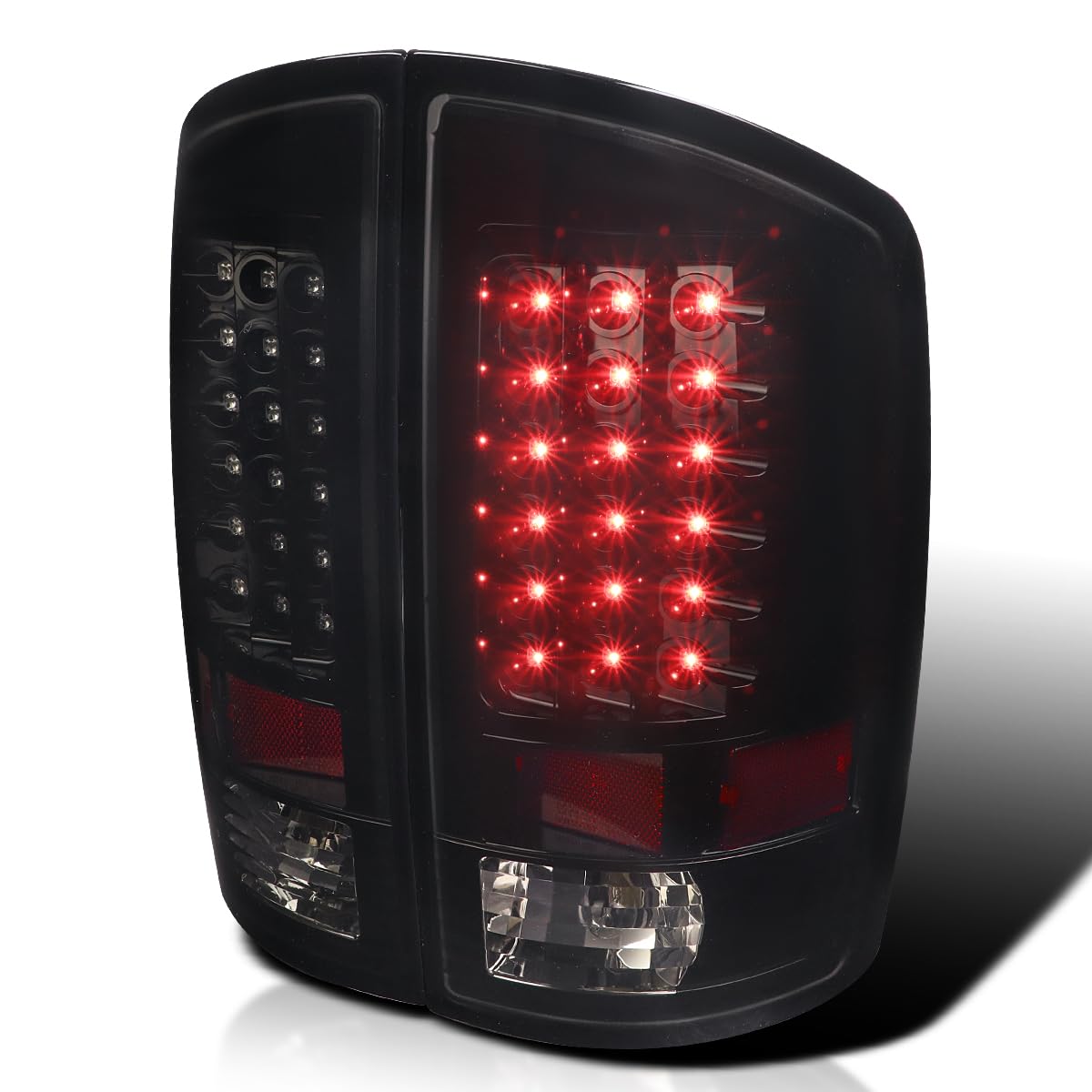 Spec-D Tuning Glossy Black Housing Smoke Lens LED Tail Lights Compatible with 2007-2008 Dodge Ram 1500, 2007-2009 Dodge Ram 2500