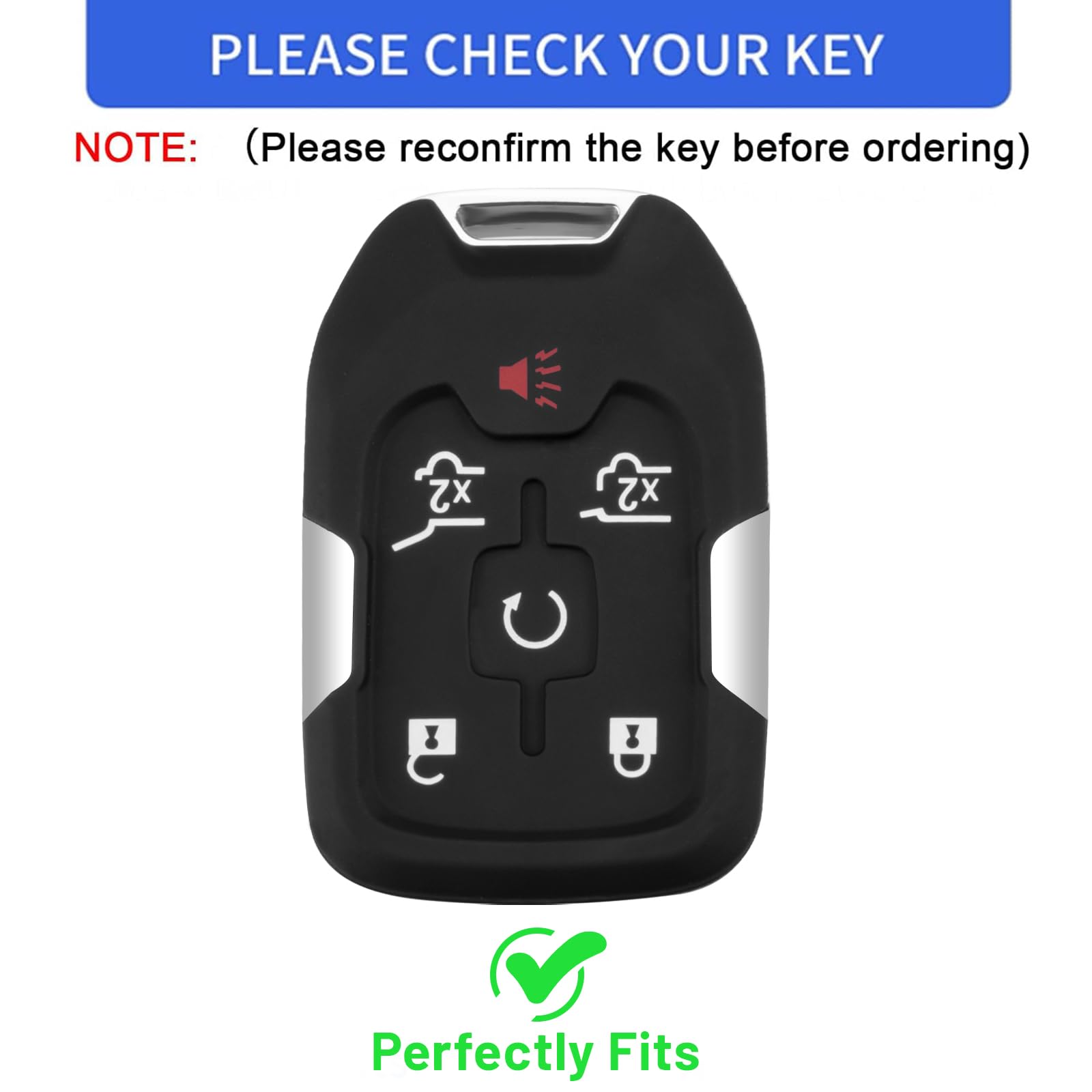 Xiyang Trade For Gmc Key Fob Cover With Keychain, Key Case Shell Tpu Full Protection Compatible With Gmc Chevy Silverado Suburba