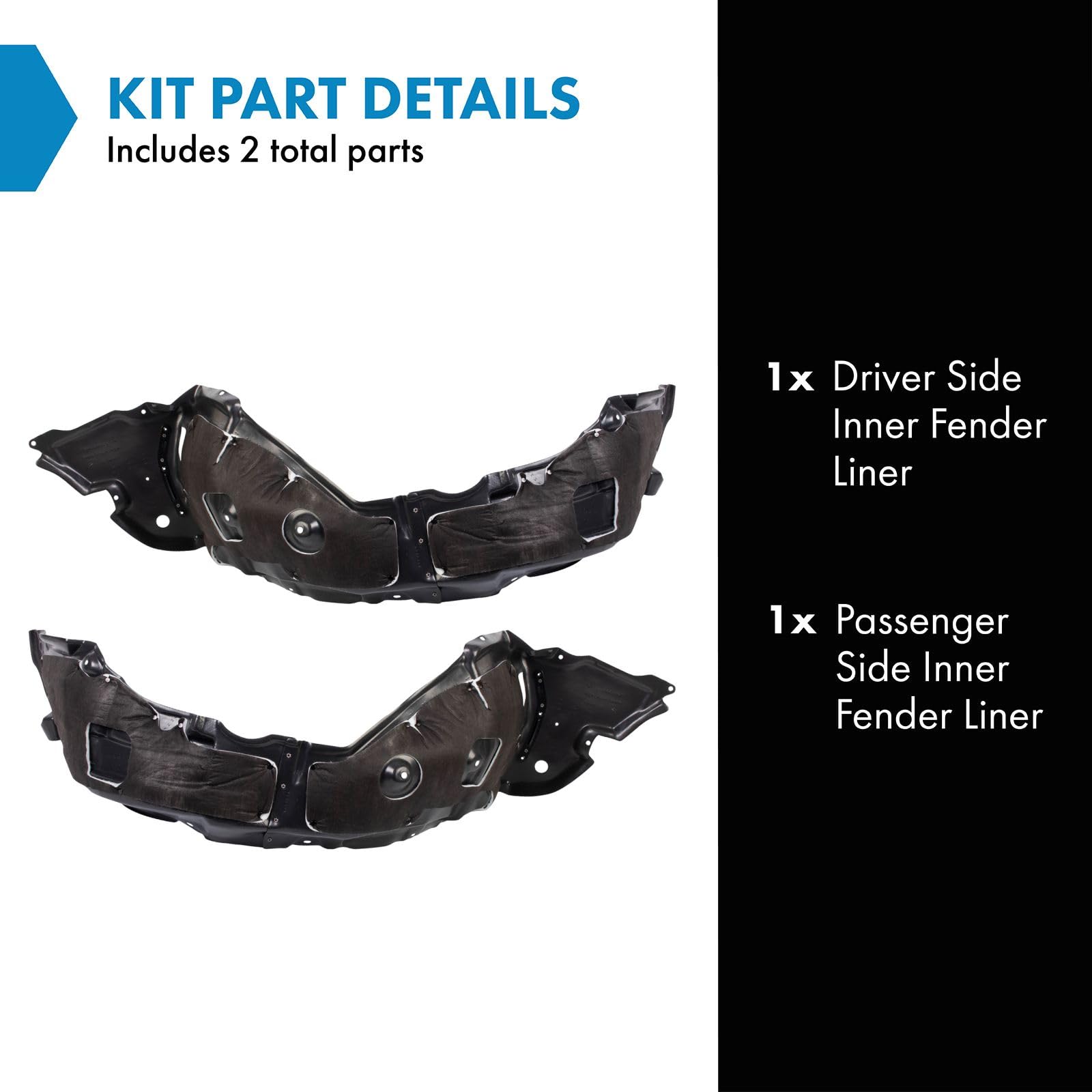 Trq Inner Fender Liner Set Compatible With 2013-2015 Lexus Is250 Is350 Lx1248127 Lx1249127