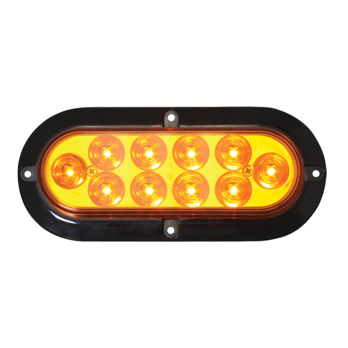 Grand General 76870 Led Light (Mega 10 Plus Oval Amber/Amber With Black Flange And 3 Wires), 1 Pack