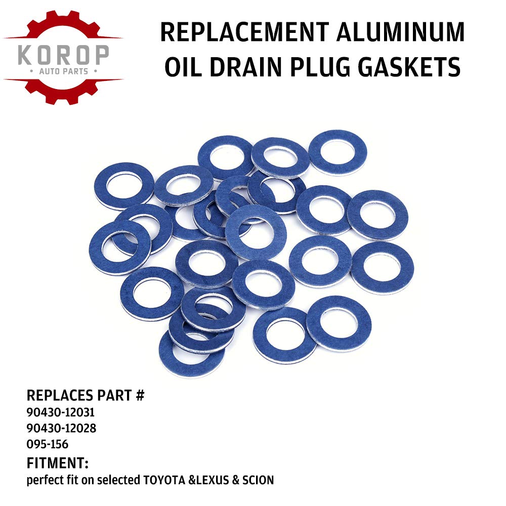 KOROP AUTO PARTS 24Pcs Aluminum Oil Drain Plug Gaskets for Toyota Lexus Scion - Crush Washer Seals Replaces 9043012031