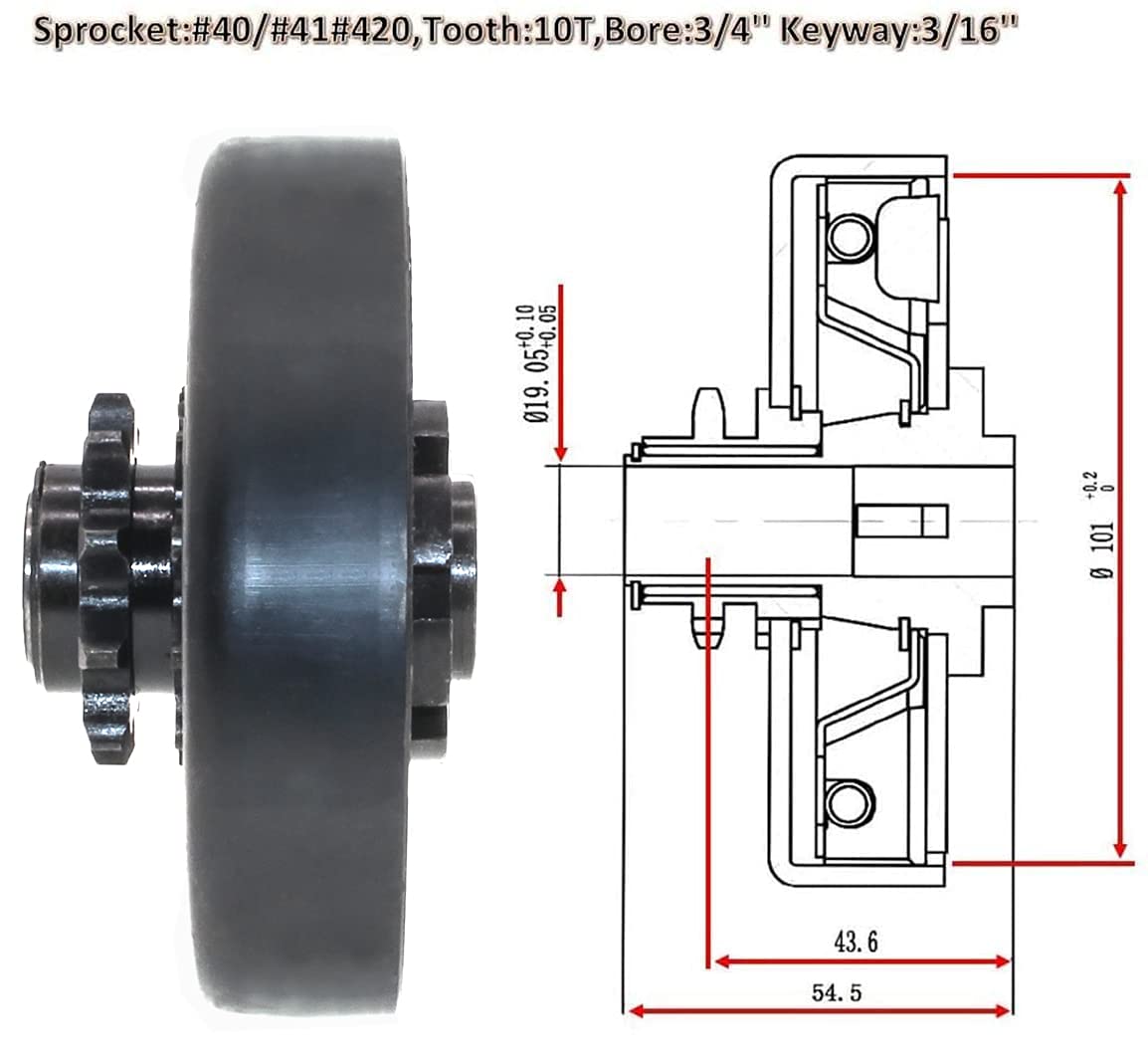 Centrifugal clutch Go kart clutch Predator 212 clutch 3/4'' Bore 12 tooth with bolt Compatible Predator 212cc 196CC & GX160 GC16