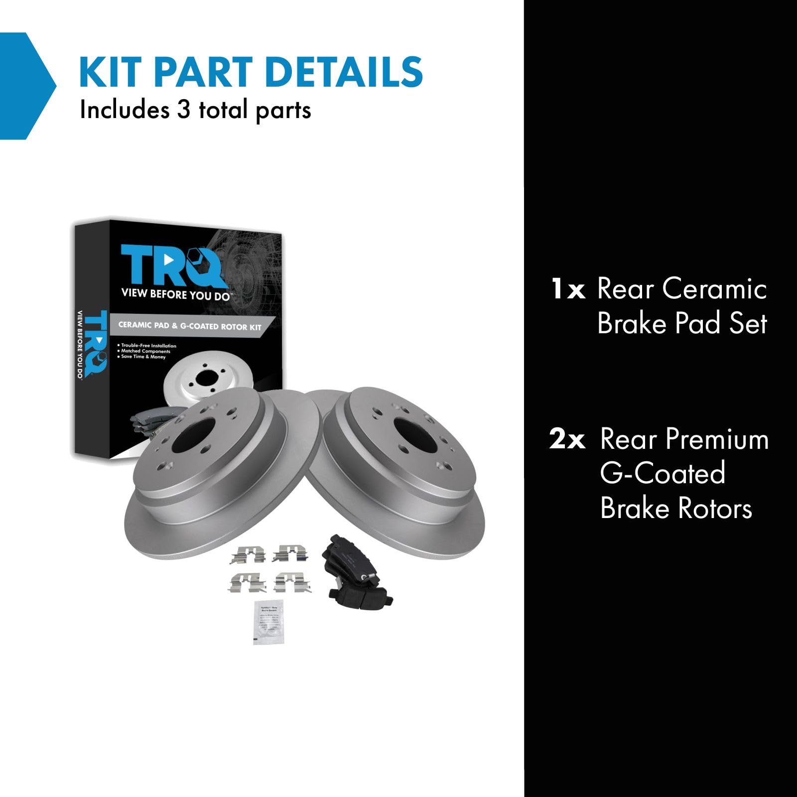 Trq Rear Brake Pad & Rotor Kit Brake Pads Brake Rotor Ceramic Premium G-Coated Compatible With 2005-2010 Honda Odyssey