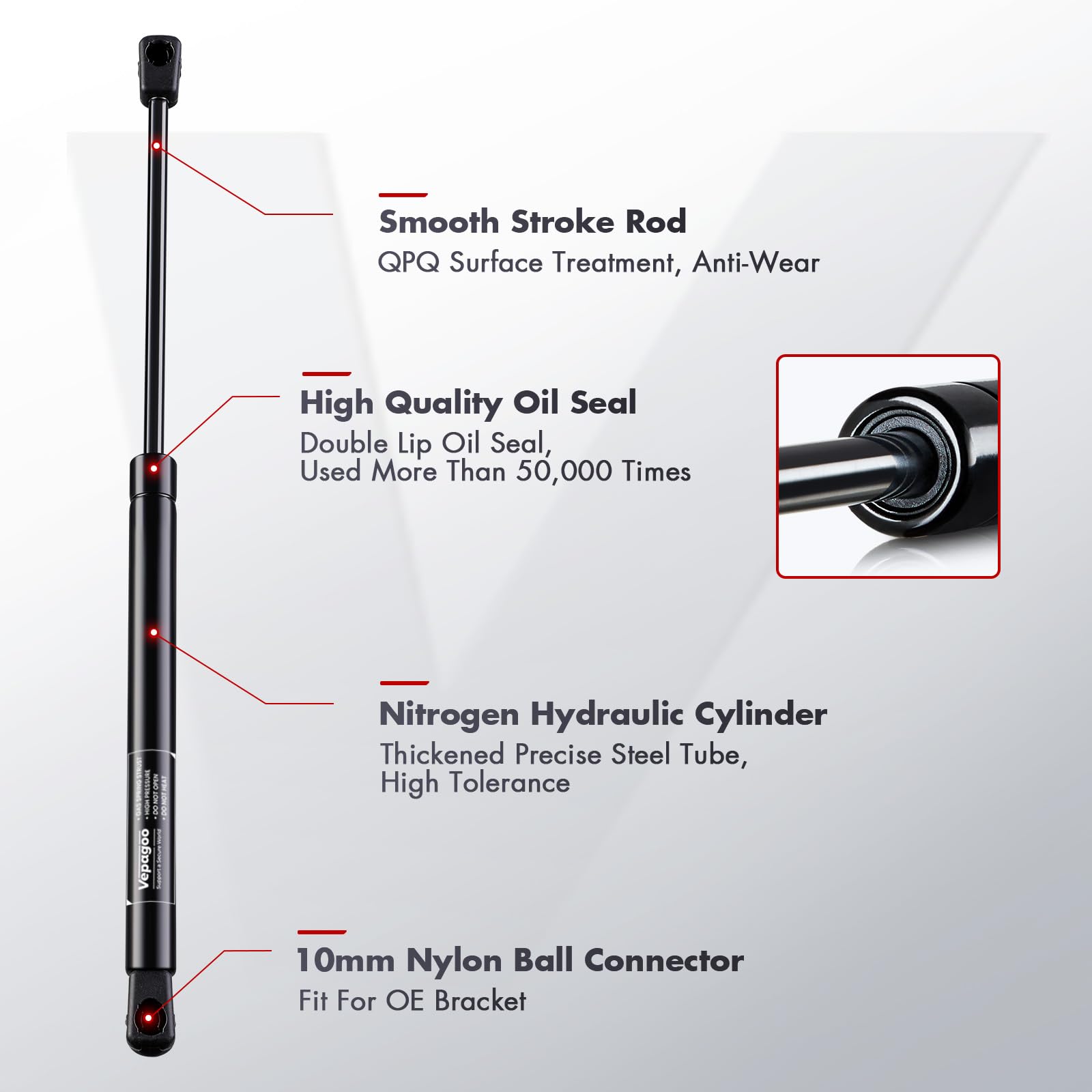 Vepagoo 11 inch 60Lb/267N Gas Strut Shock for Truck Tool Box Lid, Weatherguard Toolbox Lift Support Camper Topper Window Cadet D