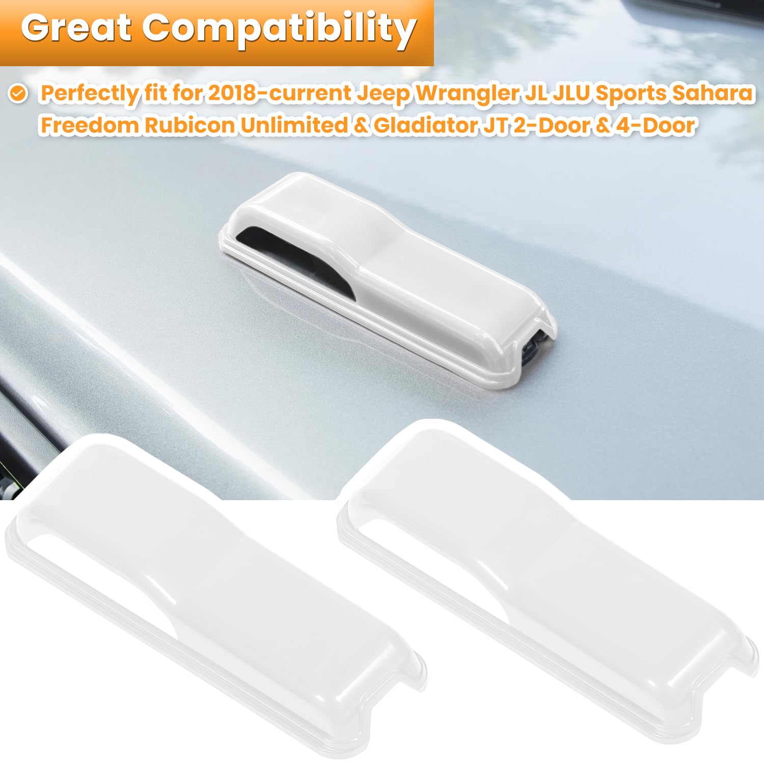 E-Cowlboy Engine Hood Hinge Cover Trim Exterior Accessories Decoration For 2018-2025 Jeep Wrangler Jl Jlu Sports Sahara Freedom