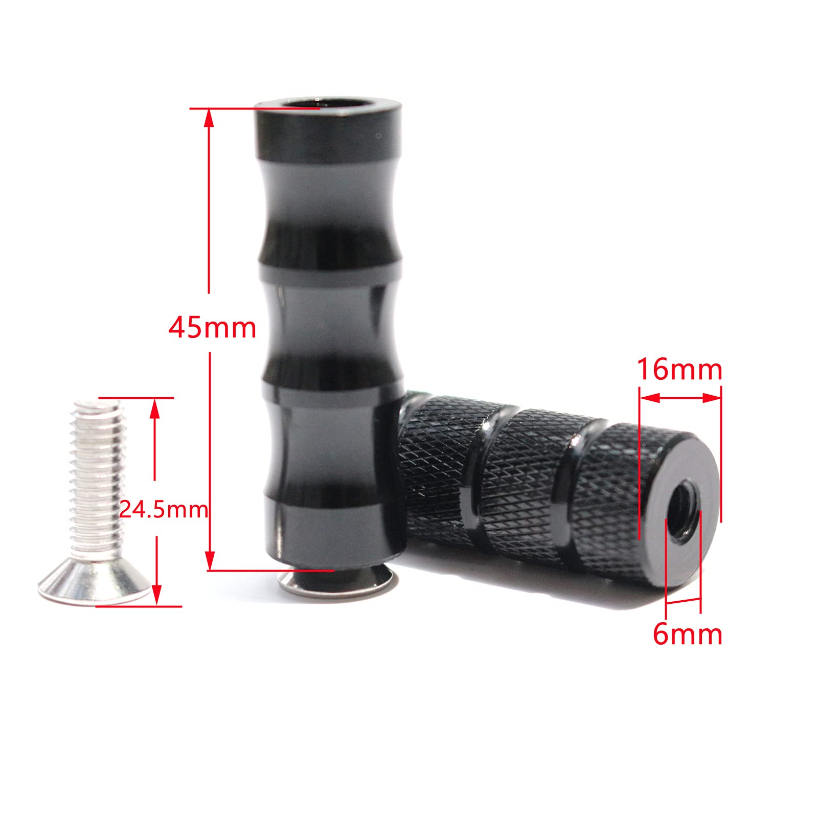 ONETEN CNC Motorcycle Shifter Pegs - Aluminum Anti-Skid Foot Pegs, 6mm Hole, Black, Model FP-003 for Honda, Suzuki, Yamaha, Kawasaki, Ducati