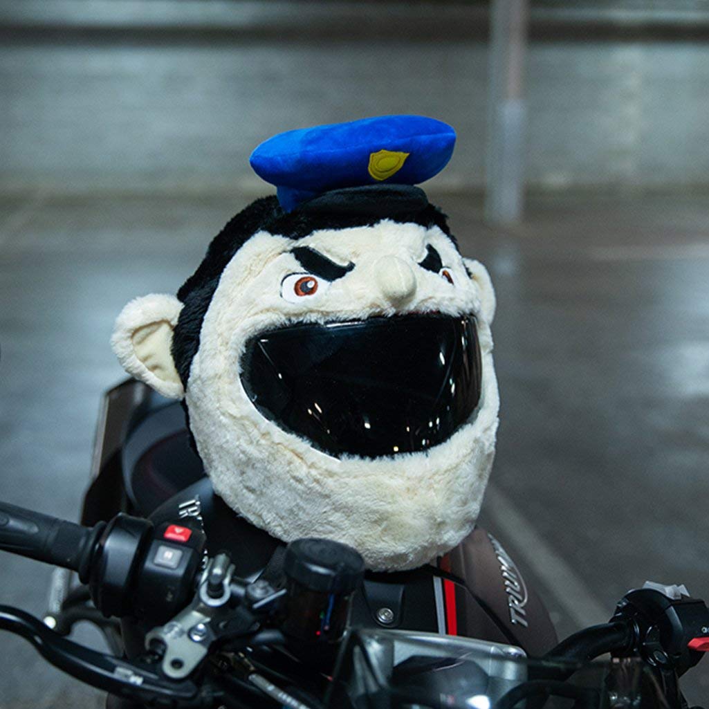 Moto Loot Motorcycle Helmet Cover - Fun Policeman Design, One Size, Made from Durable ABS Material