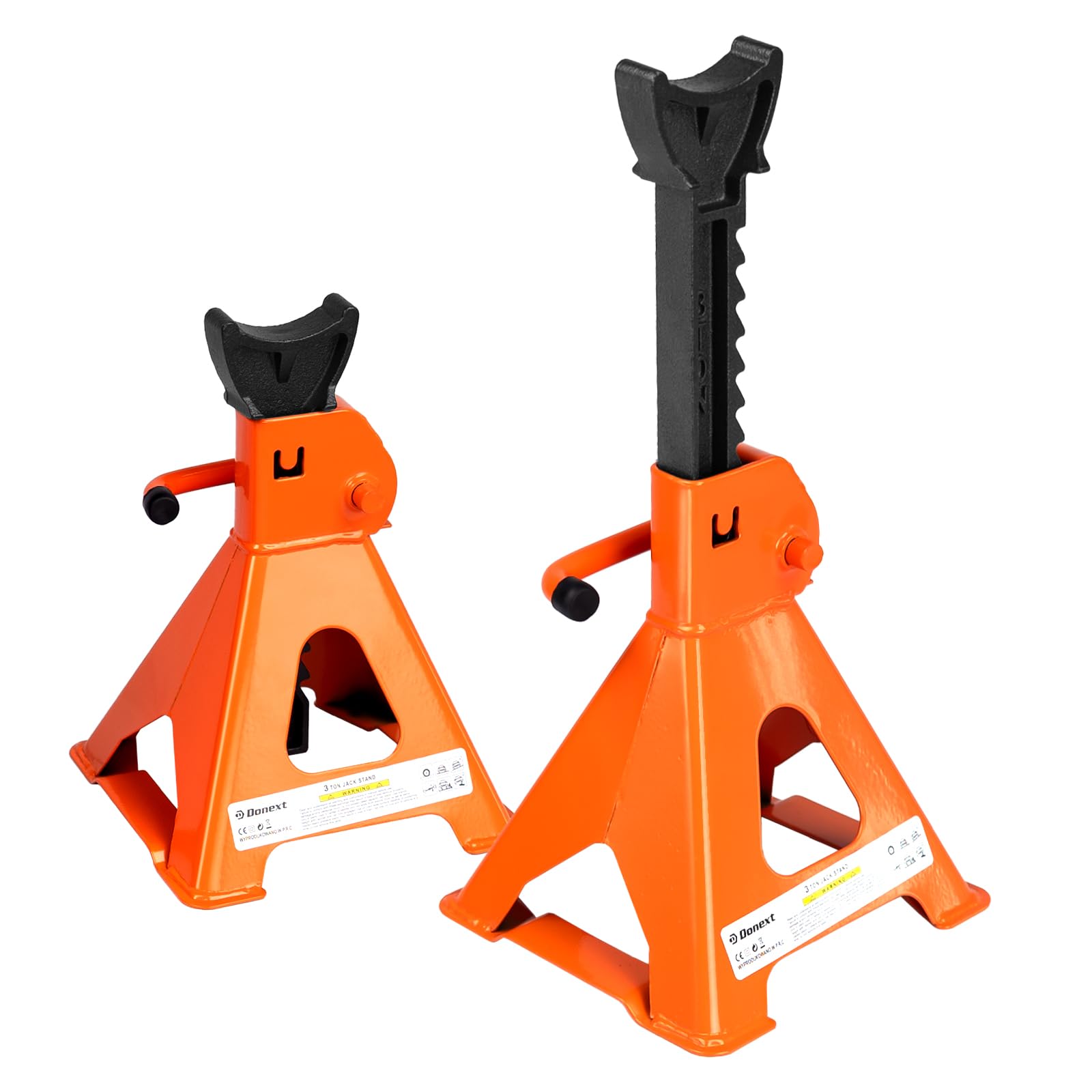 Donext Jack Stands 3 Ton (6,500 lb) Capacity Steel, 1 Pair Orange Lifting Stand Adjustable Jack Stands