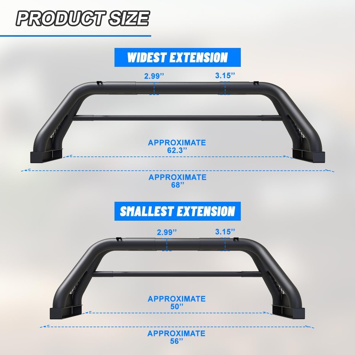 Roxx Roll Bars For Universal Pickup Trucks, Sport Chase Rack Roll Bar For Various Kinds Pickup Truck, 2001-2023 Toyota Tacoma/2022-2023 Toyota Tundra/1999-2018 Chevy Silverado/1994-2004 Chevrolet S-10