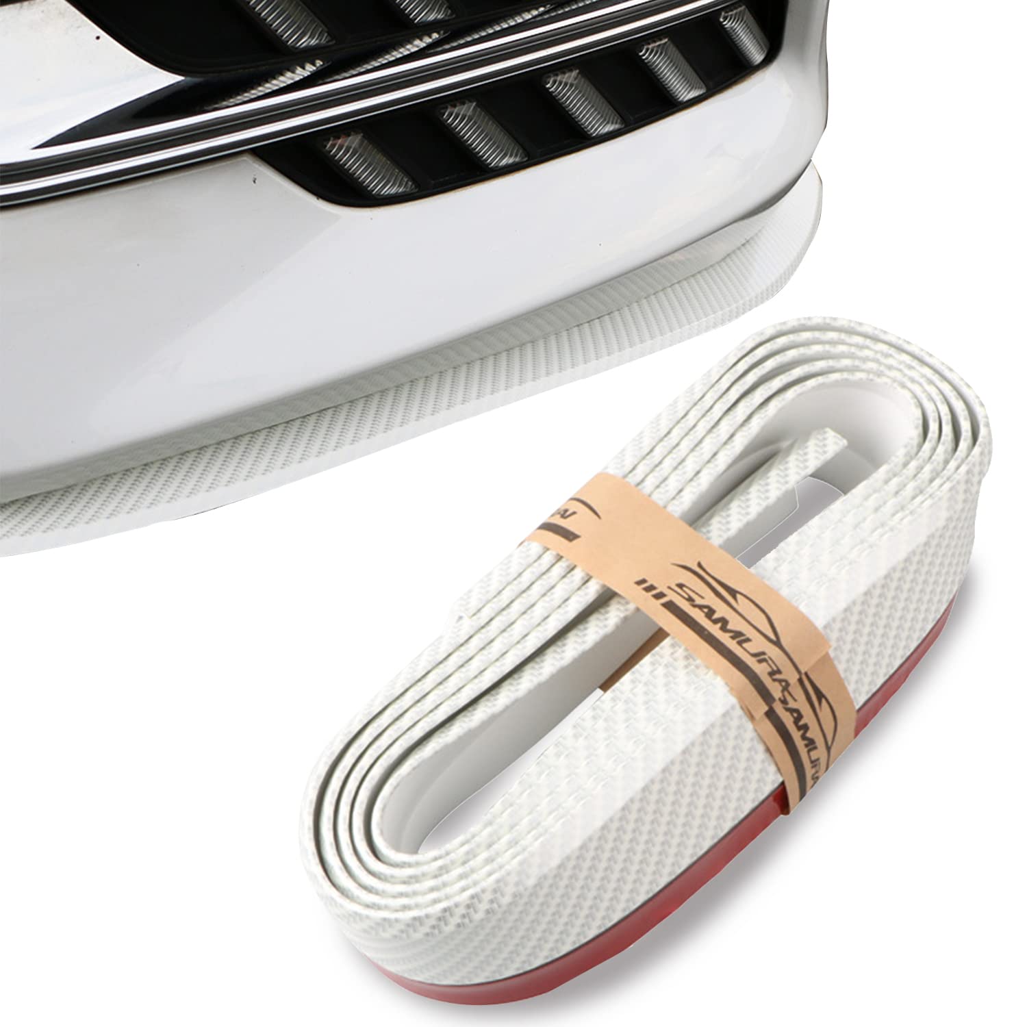 Miytsya Pack-1 2.5M/8.2Ft Car Carbon Fiber Front Lip, Front Bumper Lip, Carbon Lip, Side Skirt, Front Lip Spoiler Waterproof Protection, Universal Auto Parts (Carbon Fiber White)