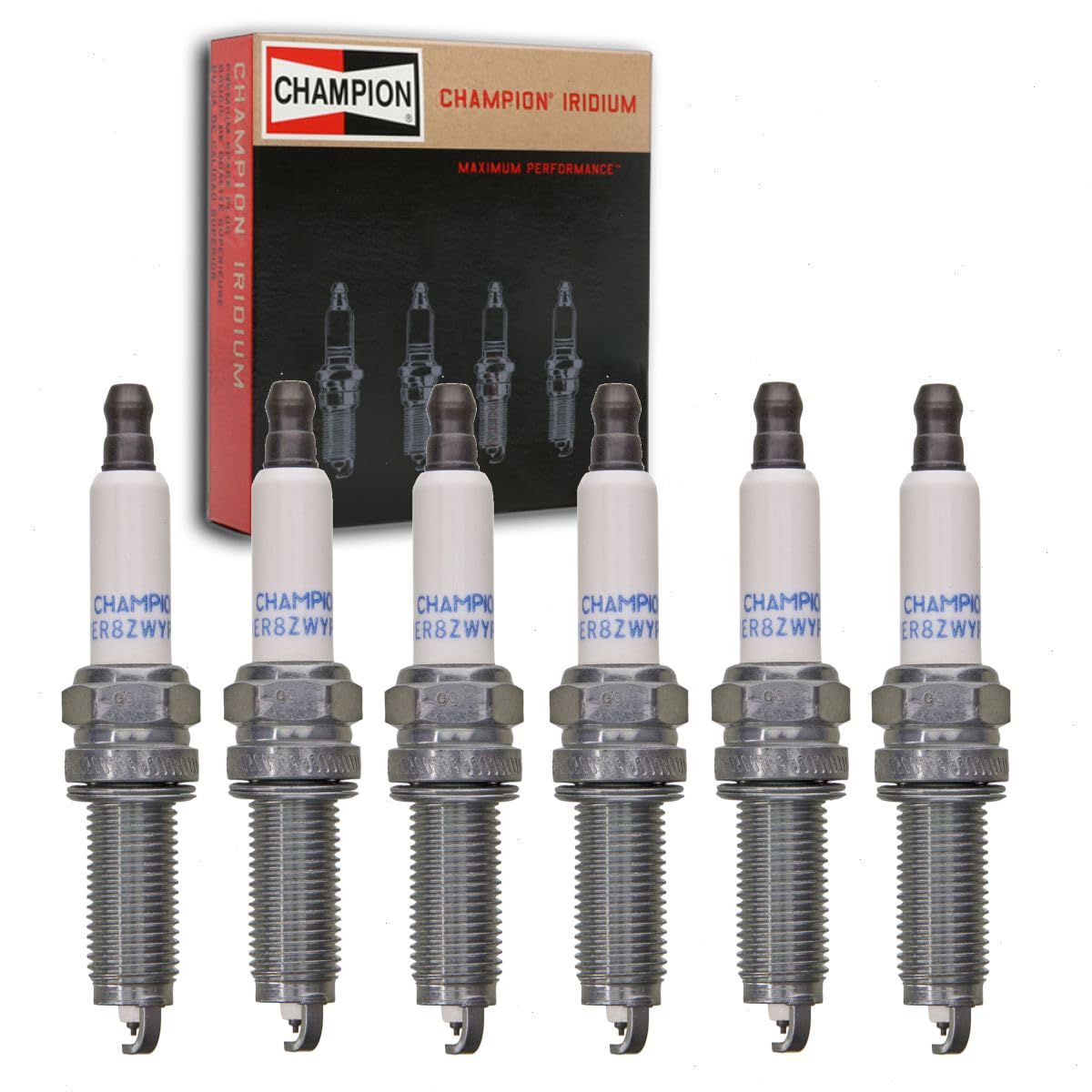 6 pc Champion Iridium Spark Plugs compatible with Chrysler Pacifica 3.6L V6 2017-2020
