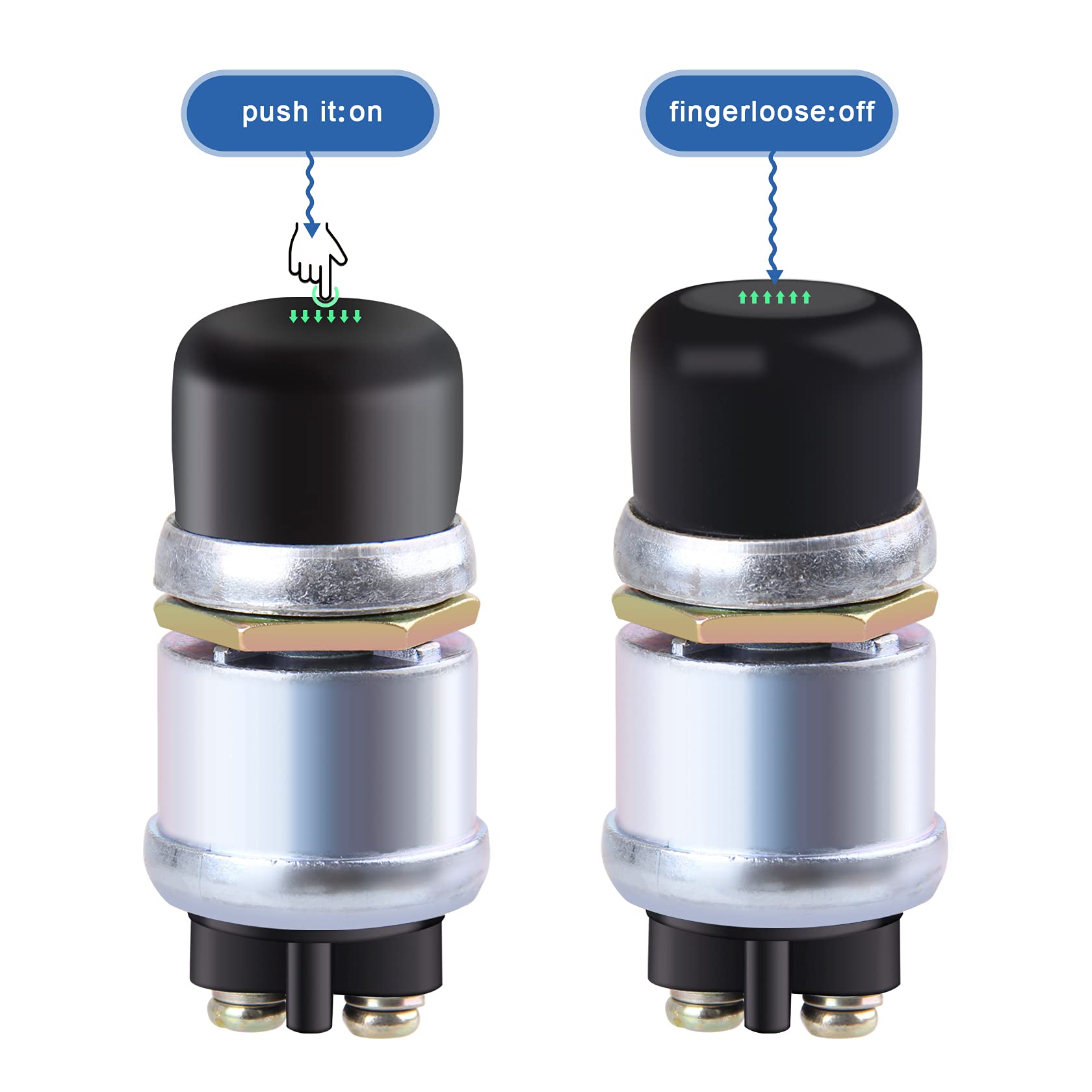 big-autoparts Engine Start Push Button Momentary Start Switch 12V Weatherproof Push Button Start Switch for Car Truck Boat RV AT