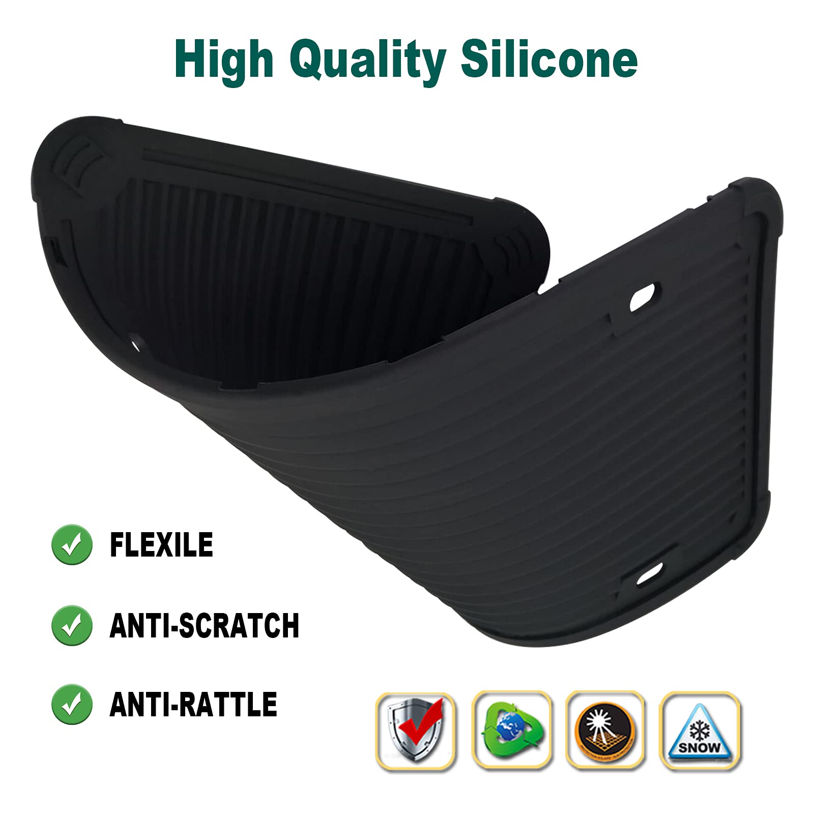 Tuersan Silicone License Plate Frame Combo - Clear Flat Shield & Rustproof Black Holder with Stainless Steel Screws, Unbreakable Protector