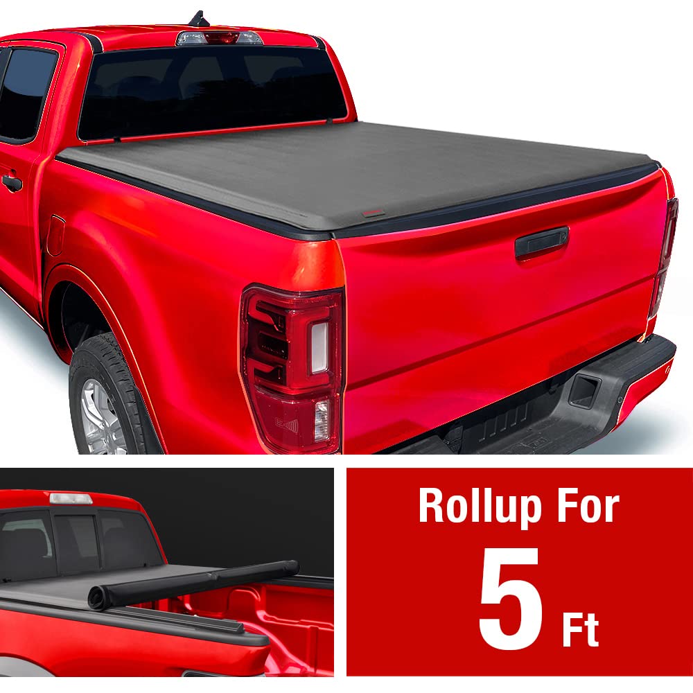 Maxmate Soft Roll-Up Truck Bed Tonneau Cover Compatible With 2019-2023 Ford Ranger | 5' (61'') Bed | Tcf169066