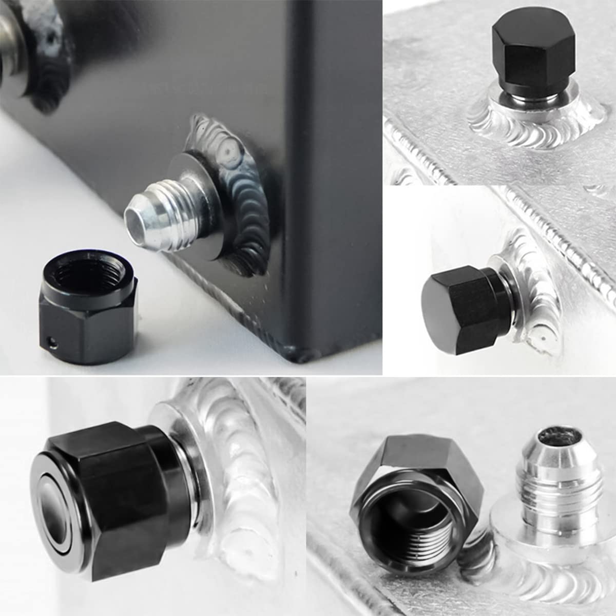 12AN Female Flare Cap Block Off Fitting Plug, 2PCS Aluminum Swivel Hex Head Nut Port Adapter, Automotive Modification Accessorie