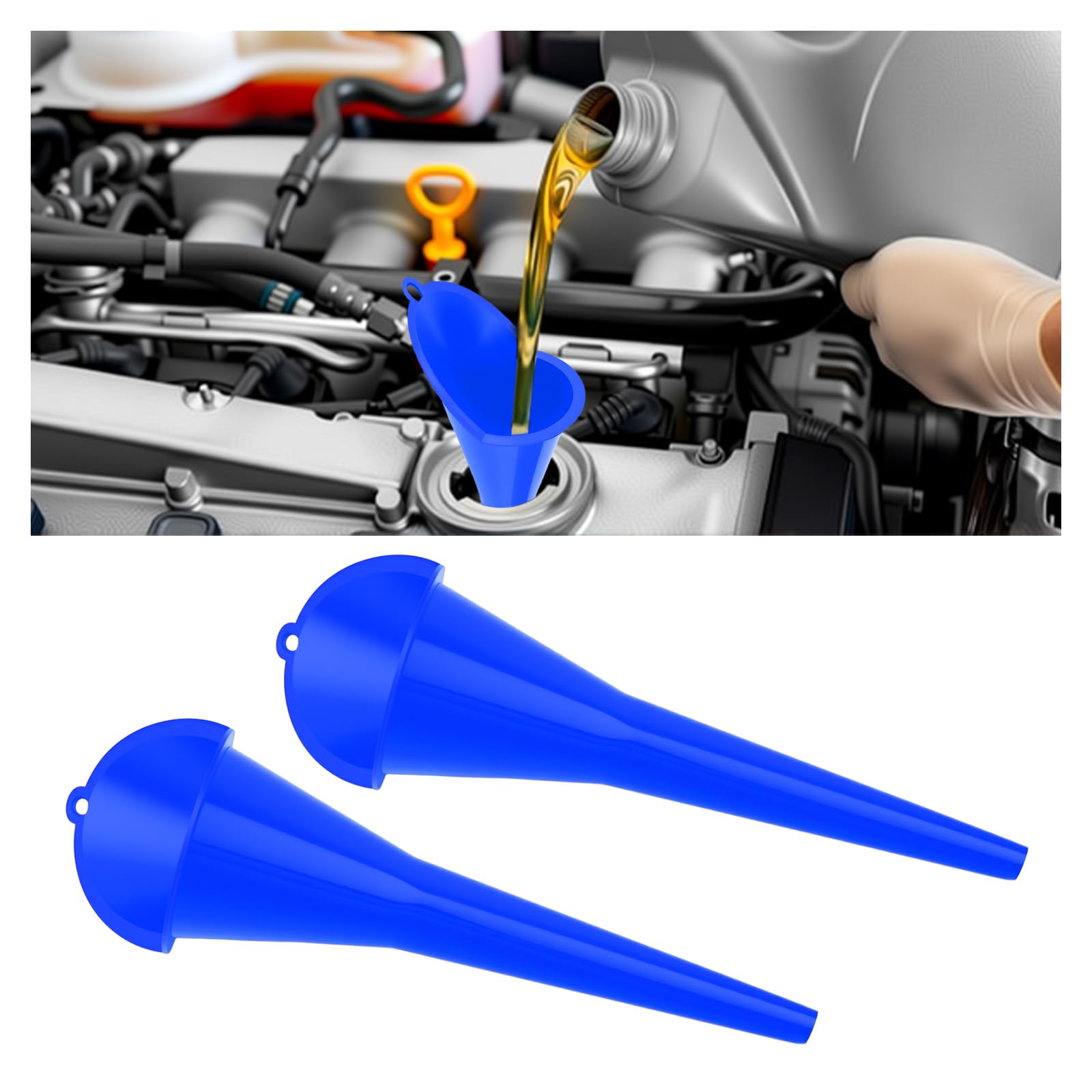 2PCS Long Neck Oil Funnels for Automotive Use,Hands-Free Multifunction Oil Funnel for Oils Change,Automotive Funnel Car Accessor
