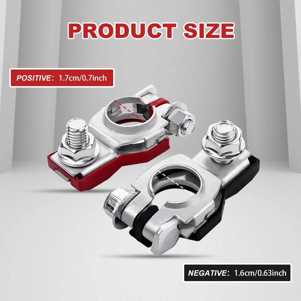 HEVLE Battery Terminals for Nissan, Pure Copper & Plastic, 4PCS, Top Post Connectors, Positive & Negative Terminals