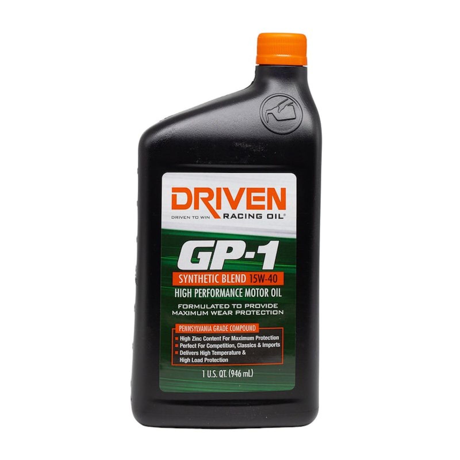 Driven Racing Oil Motor Oil, GP-1, 15W40, Semi-Synthetic, 1 qt Bottle, Set of 12