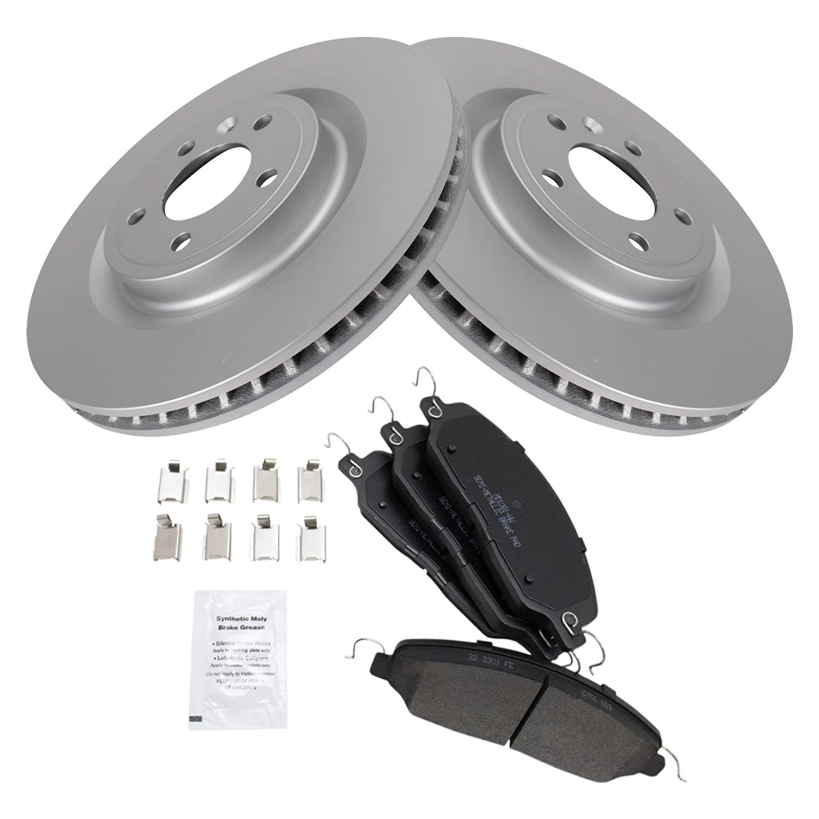 Trq Front Brake Pad & Rotor Kit Brake Pads Brake Rotor Semi-Metallic Premium G-Coated Compatible With 2013-2014 Ford Mustang
