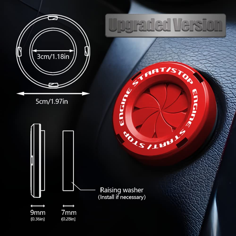 Rotary Push Start Button Cover, Car Engine Push To Start Accessories, Automotive Start Stop Button Cover, Diy Car Decoration Gift For Christmas New Years Birthday, Red
