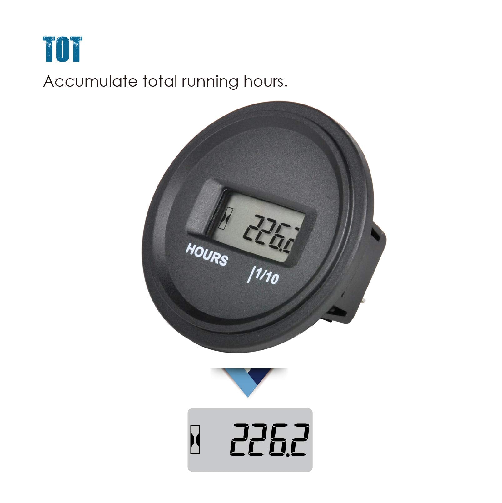 Runleader Digital Lcd Hour Meter Kit, Ac/Dc 5V To 277V, Use For Ztr Lawn Mower Tractor Generator Golf Cart Club Car Scrubber Marine Atv Motor Compressor And Gas Powered Equipment
