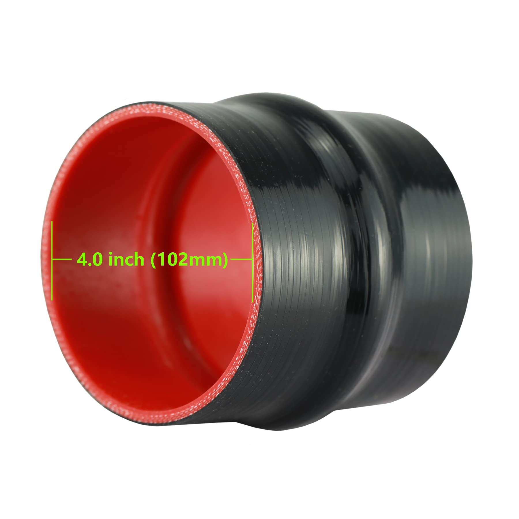 Ucreative 4'' Length Hump Black Silicone High Temperature 4-Ply Reinforced Straight Hump Coupler Hose With T-Bolt Clamp Id: 4.0'