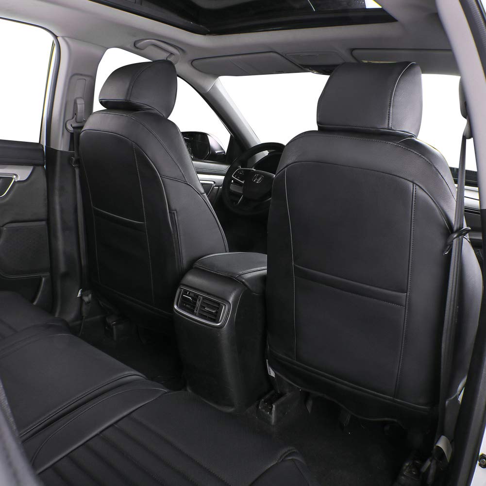 Ekr Custom Fit Crv Seat Covers For Select Honda Crv 2017 2018 2019 2020 2021 2022 - Full Set,Leather (Black)