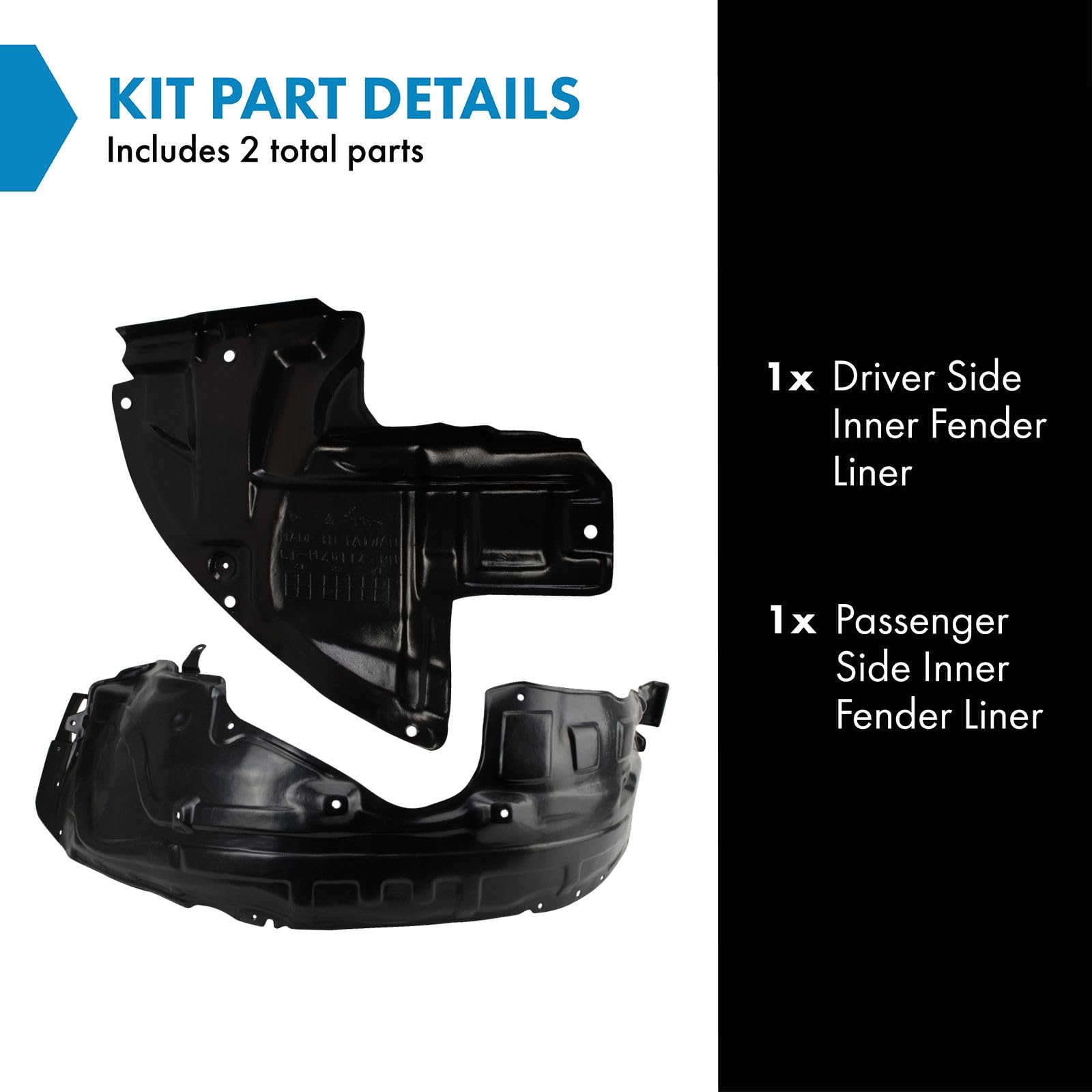 Trq Inner Fender Liner Set Compatible With 2010-2015 Mazda Cx-9 Ma1248141 Ma1248144 Ma1251114