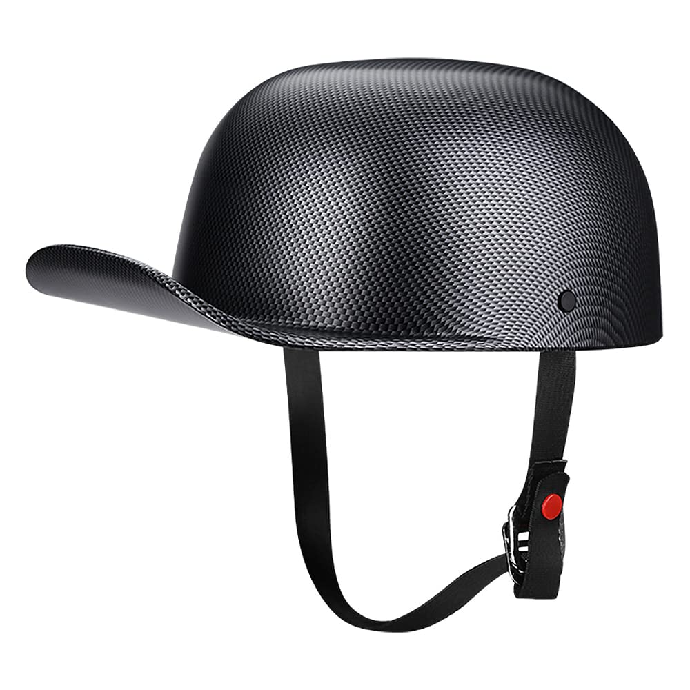 Yesmotor Baseball Motorcycle Helmet Half Cap For Bike Cruiser Chopper Moped Scooter- Dot Approved (Carbon Fiber, L)