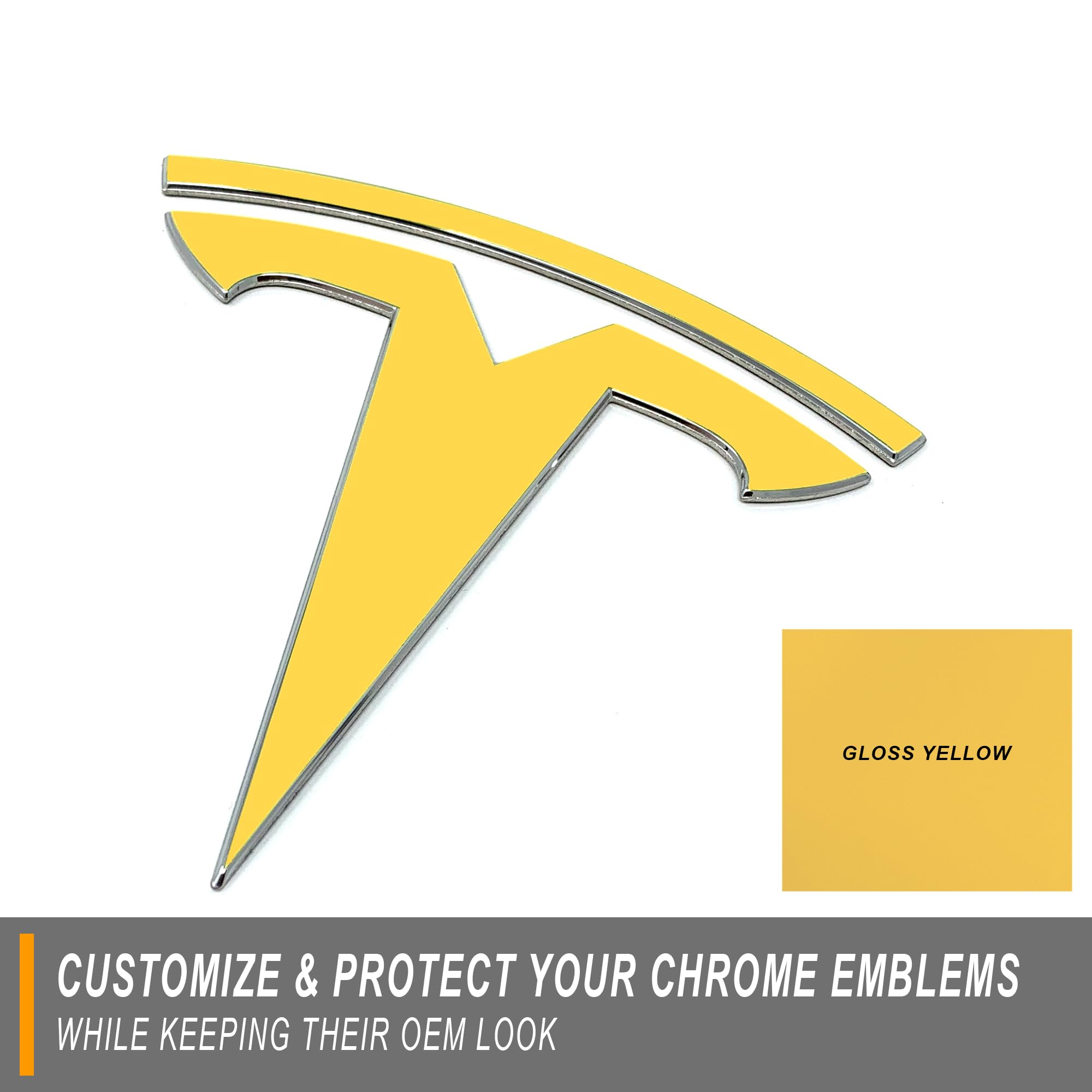 Custom Cut Graphics Vinyl Logo Wrap for Tesla Model 3 (2024+), Standard Wrap, Gloss Yellow, 2 pc-Set