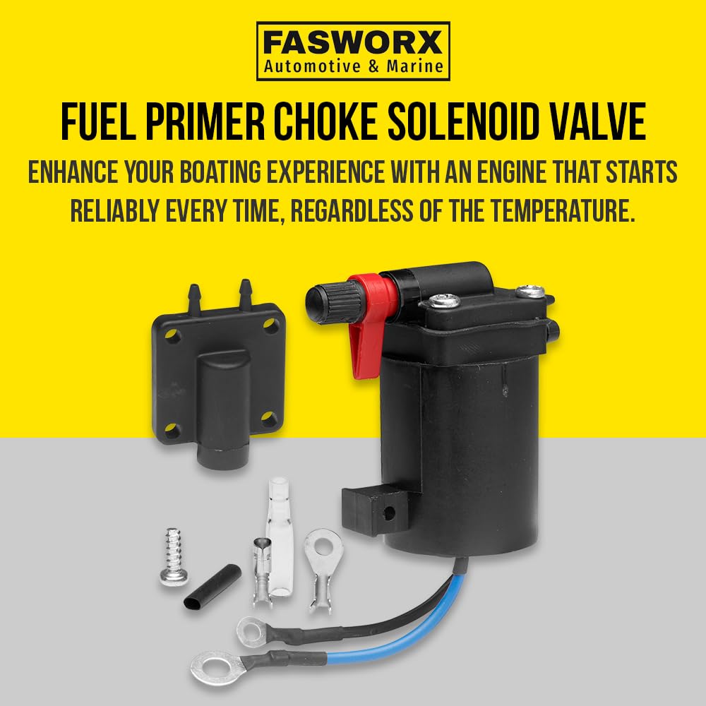 Fasworx Fuel Primer Choke Solenoid Valve Compatible With Omc Johnson Evinrude 9.9-300 Hp 1980-2005 Outboard 5007356 5828665 3979