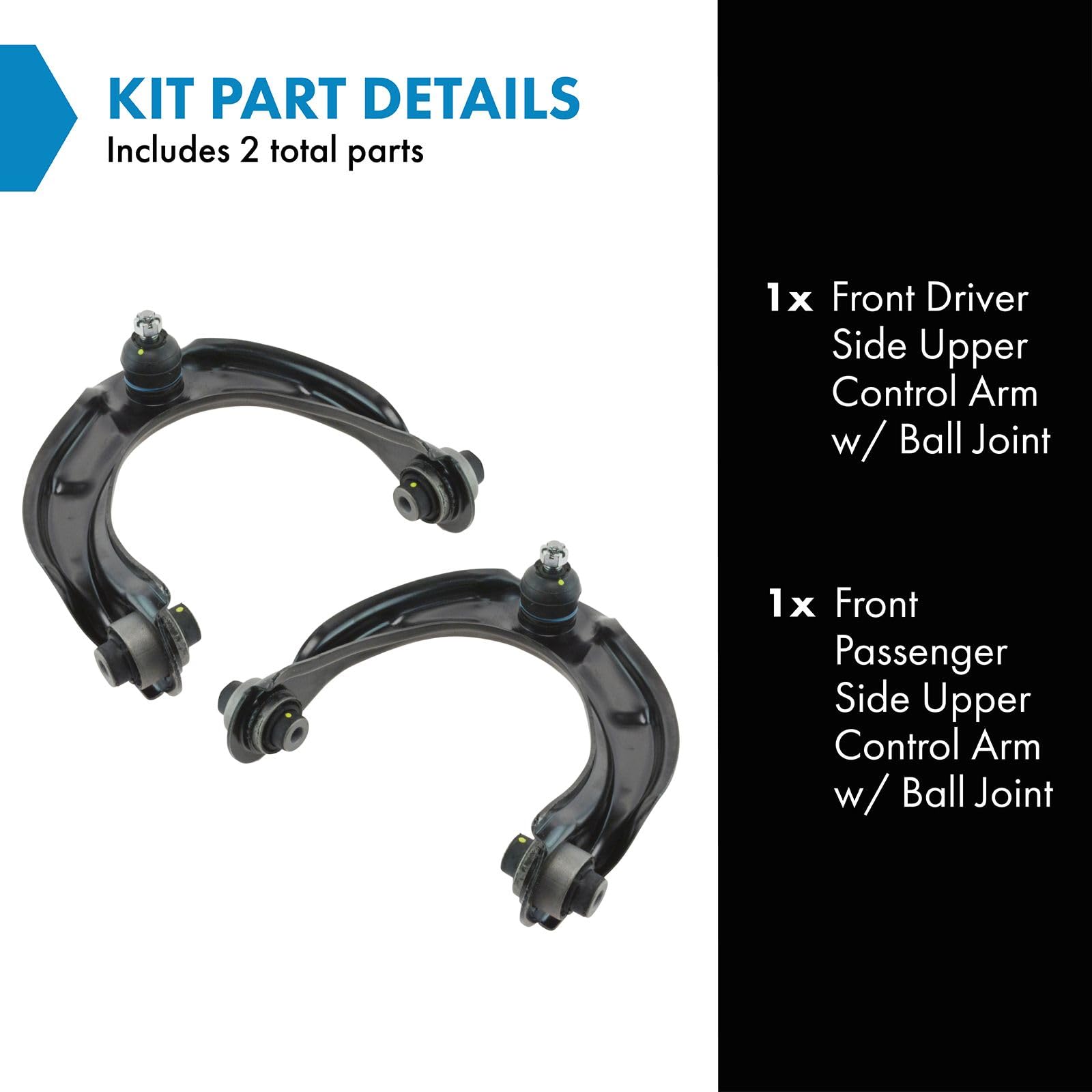 TRQ Control Arm Set with Ball Joint - Front Left & Right for Acura TL/TSX & Honda Accord, Unfinished Metal, Model PSA62505