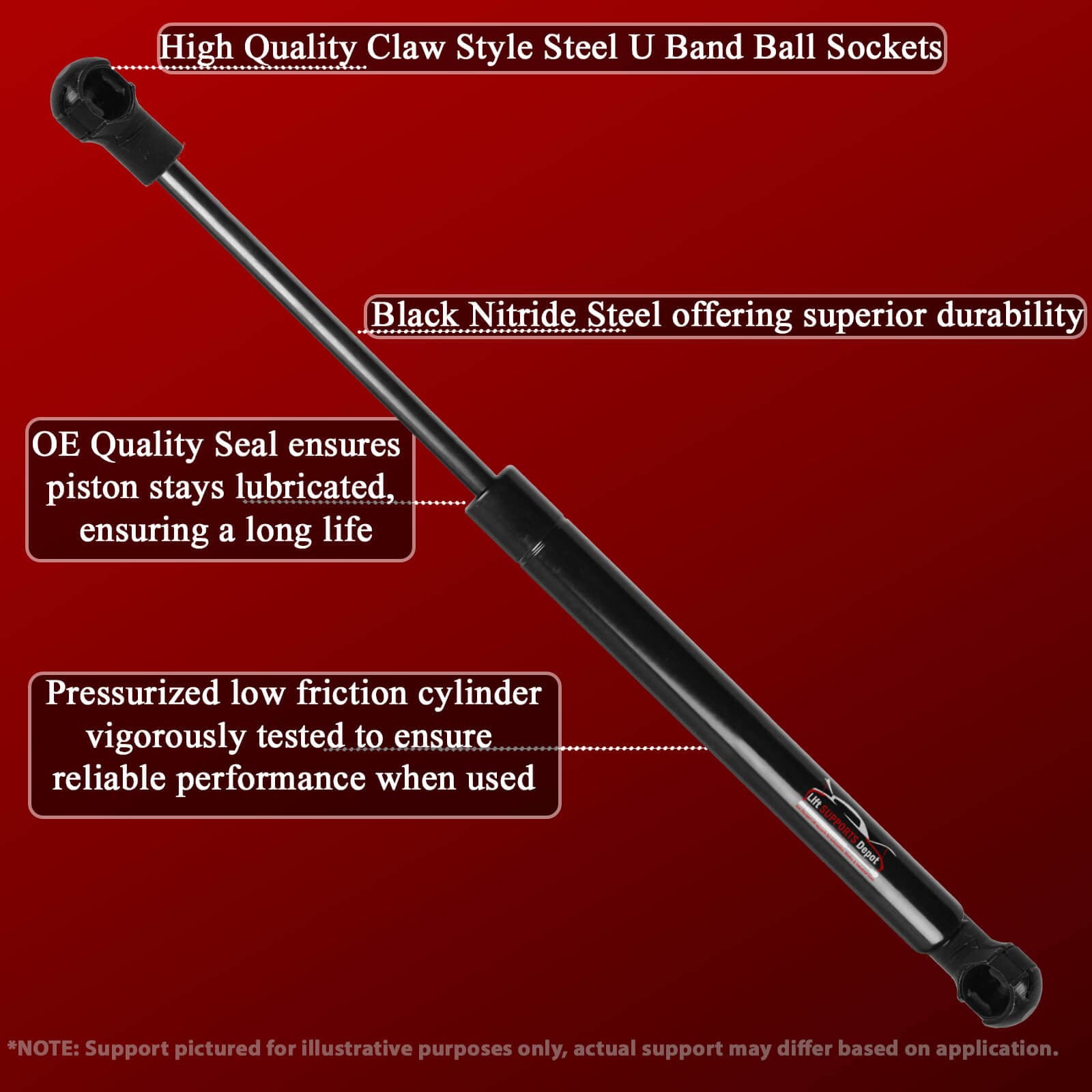 Lift Supports Depot Qty (2) 10Mm Ball Socket 'Quick Release' Lift Supports 20 Inch Extended X 60Lbs Shocks Struts