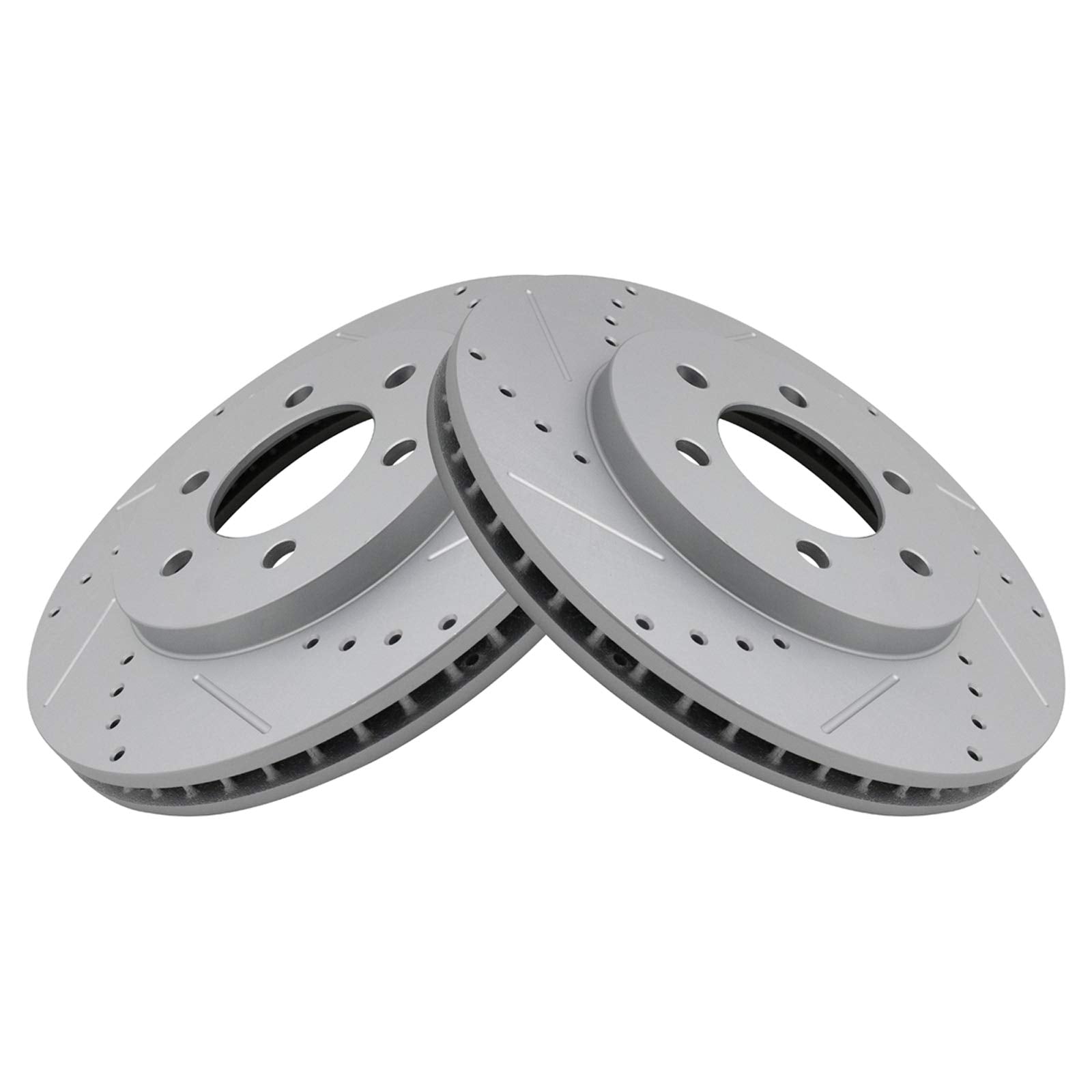 Trq Front Performance Brake Rotors Set Premium G-Coated Cross Drilled & Slotted Compatible With 2003-2006 Ford Expedition Lincol