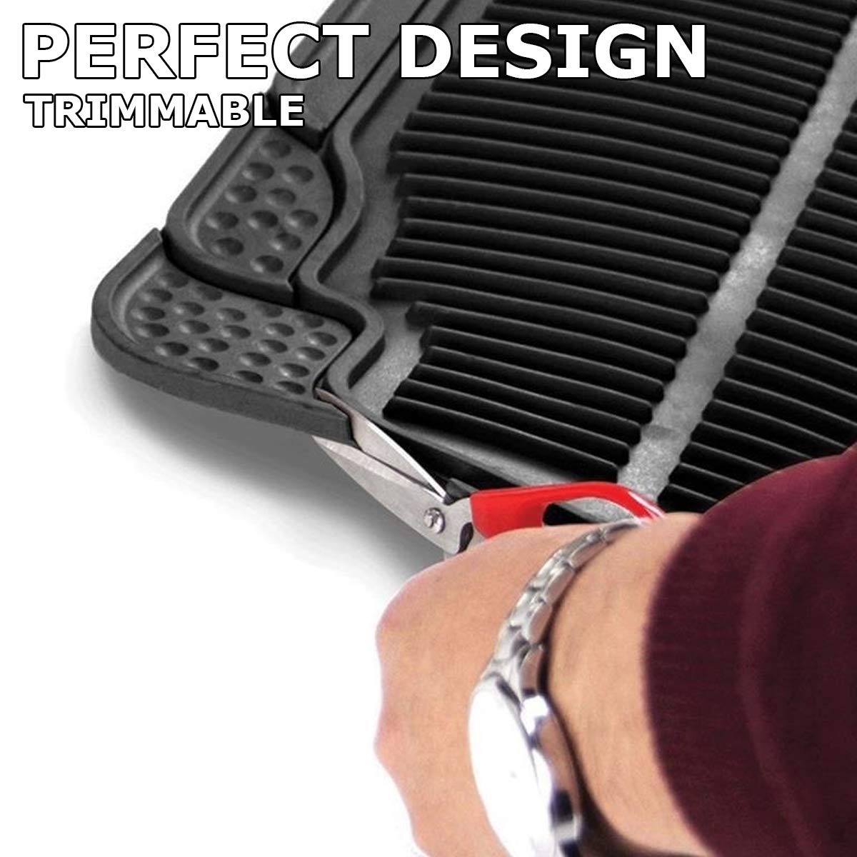 Vaygway Car Floor Mat Runner - Rubber Rear Floor Mat Liner - Black Back Seat Liner - Auto Trimmable Universal Fit Rug For Vehicl