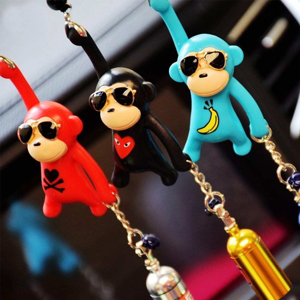 Ygmoner Wearing Sunglasses Monkey Car Interior Rear View Mirror Hanging Ornaments (Black & Nitrogen Bottle)