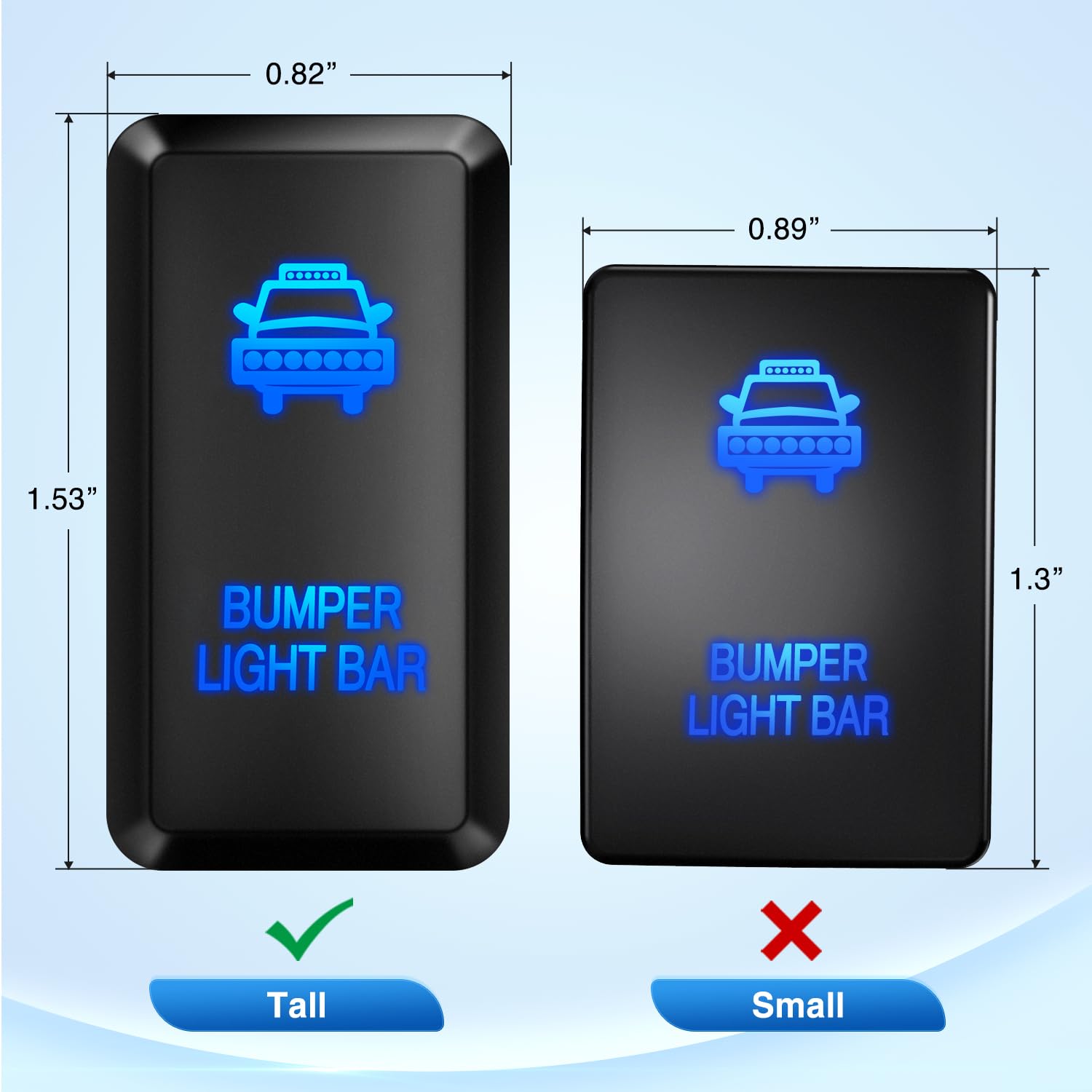 Nilight Bumper Light Bar Push Button Switch 12V On Off Switches With Connector Wire Kit 1.54'' X 0.83'' Replacement For Toyota T
