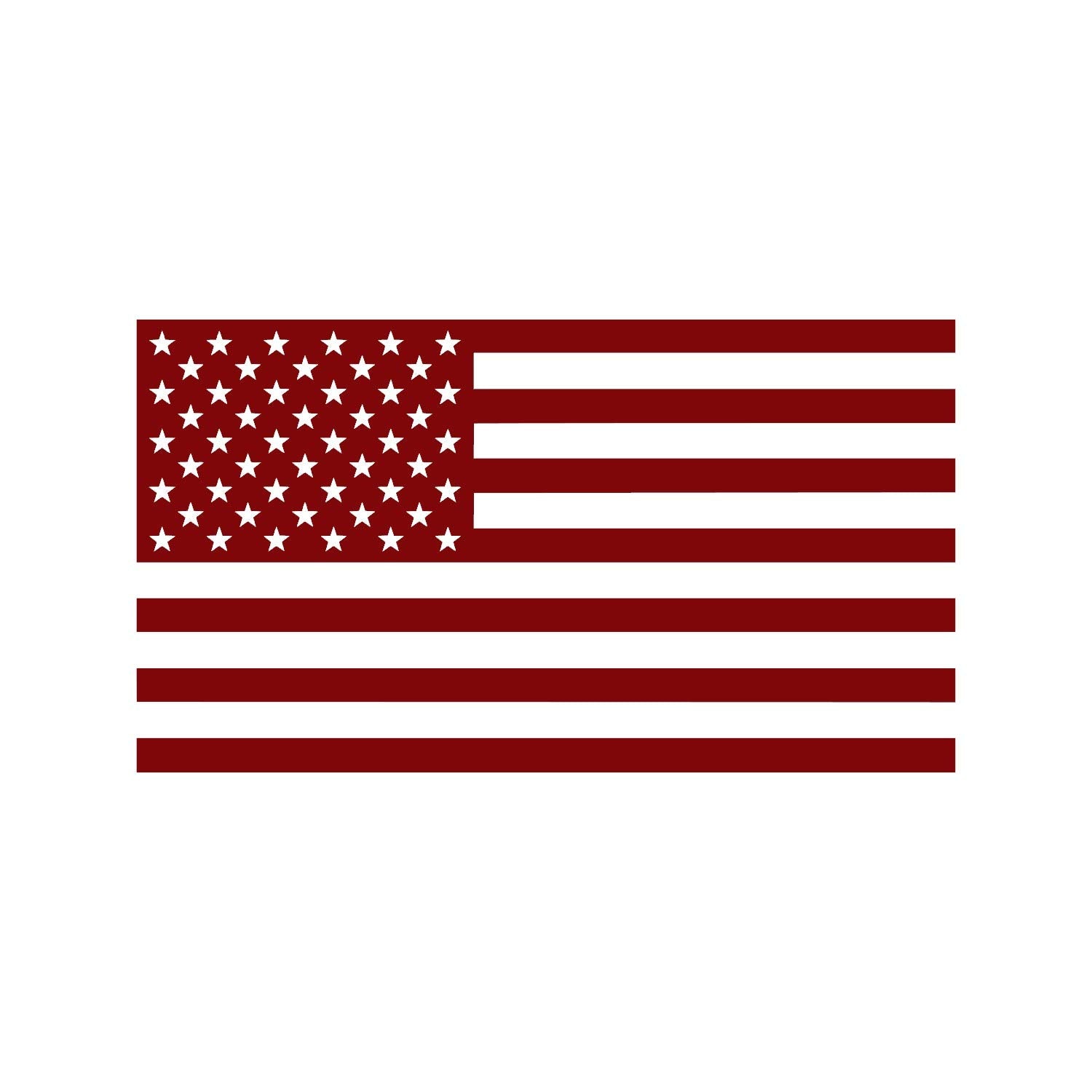 American Us Flag [Pick Color/Size] Vinyl Decal Sticker For Laptop/Car/Truck/Window/Bumper (10In X 5.5In, Matte Maroon)