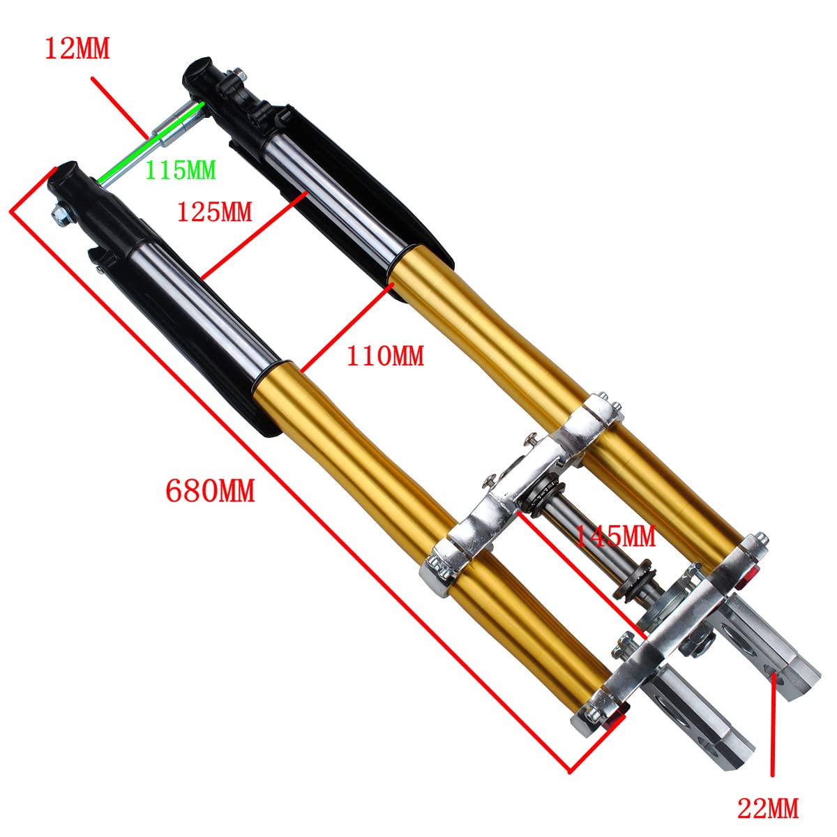 YLQYYH Motorcycle Front Shock Absorber 650mm Inverted Forks Golden for CRF50 XR SDG SSR Pit Bikes